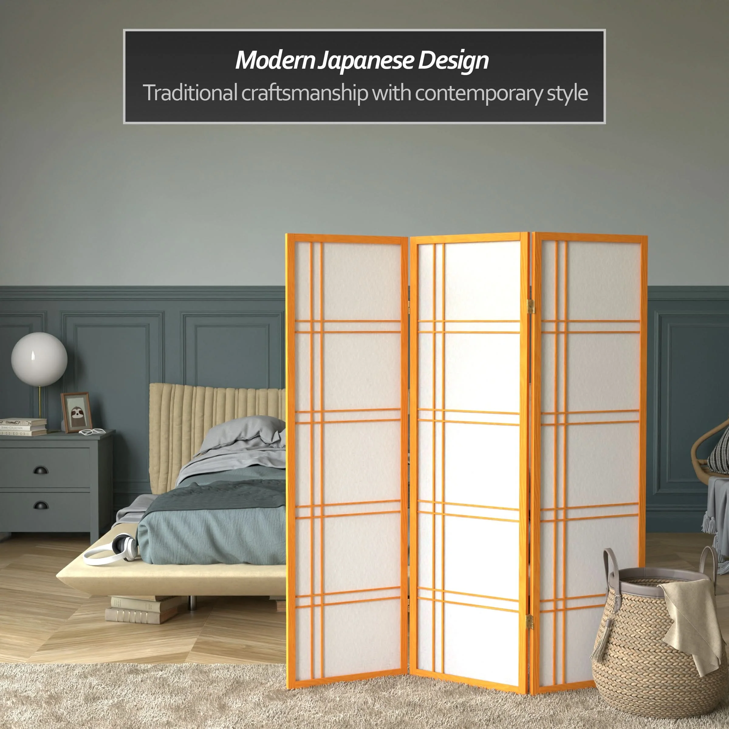 5 ft. Tall Double Cross Shoji Screen - Image 24