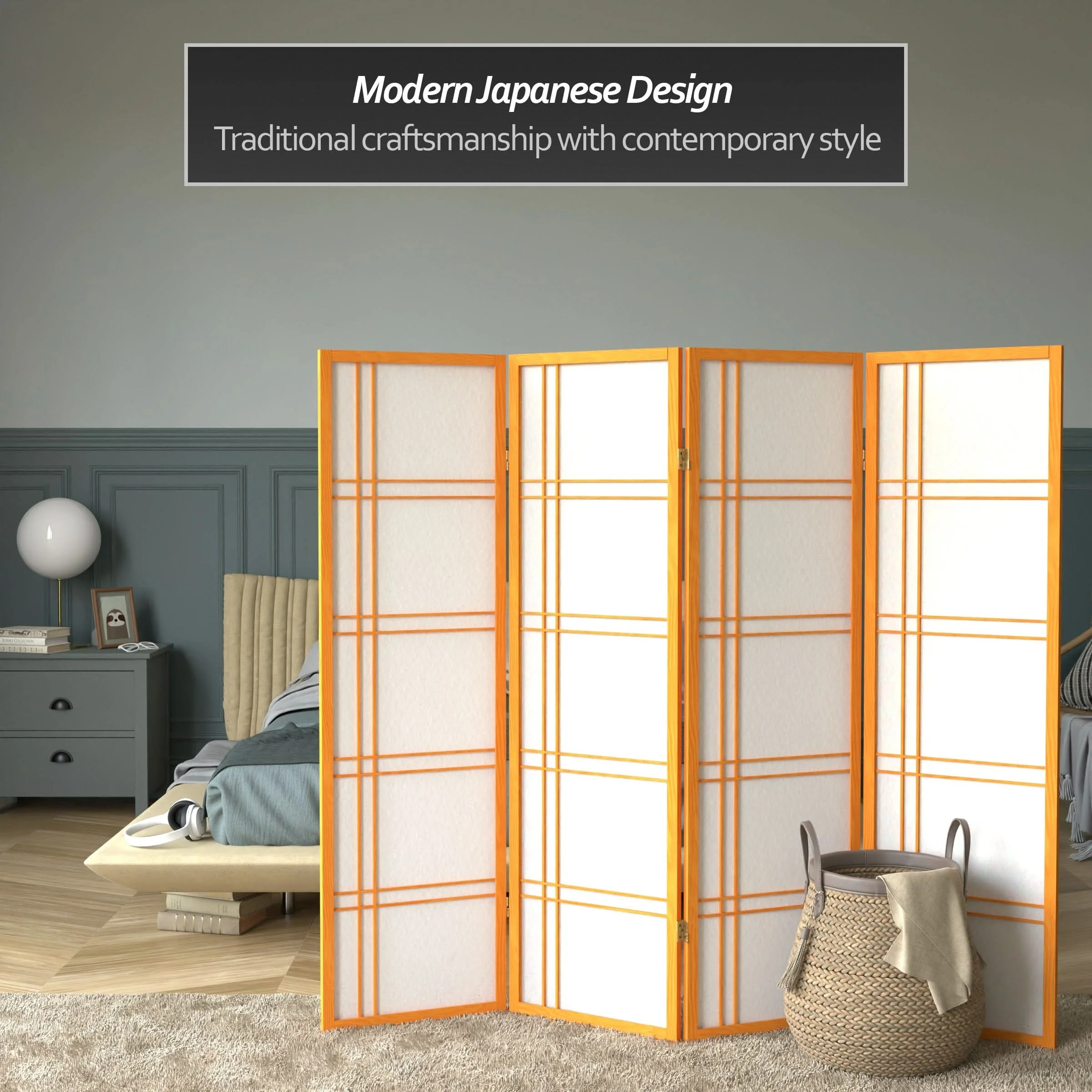 5 ft. Tall Double Cross Shoji Screen - Image 25