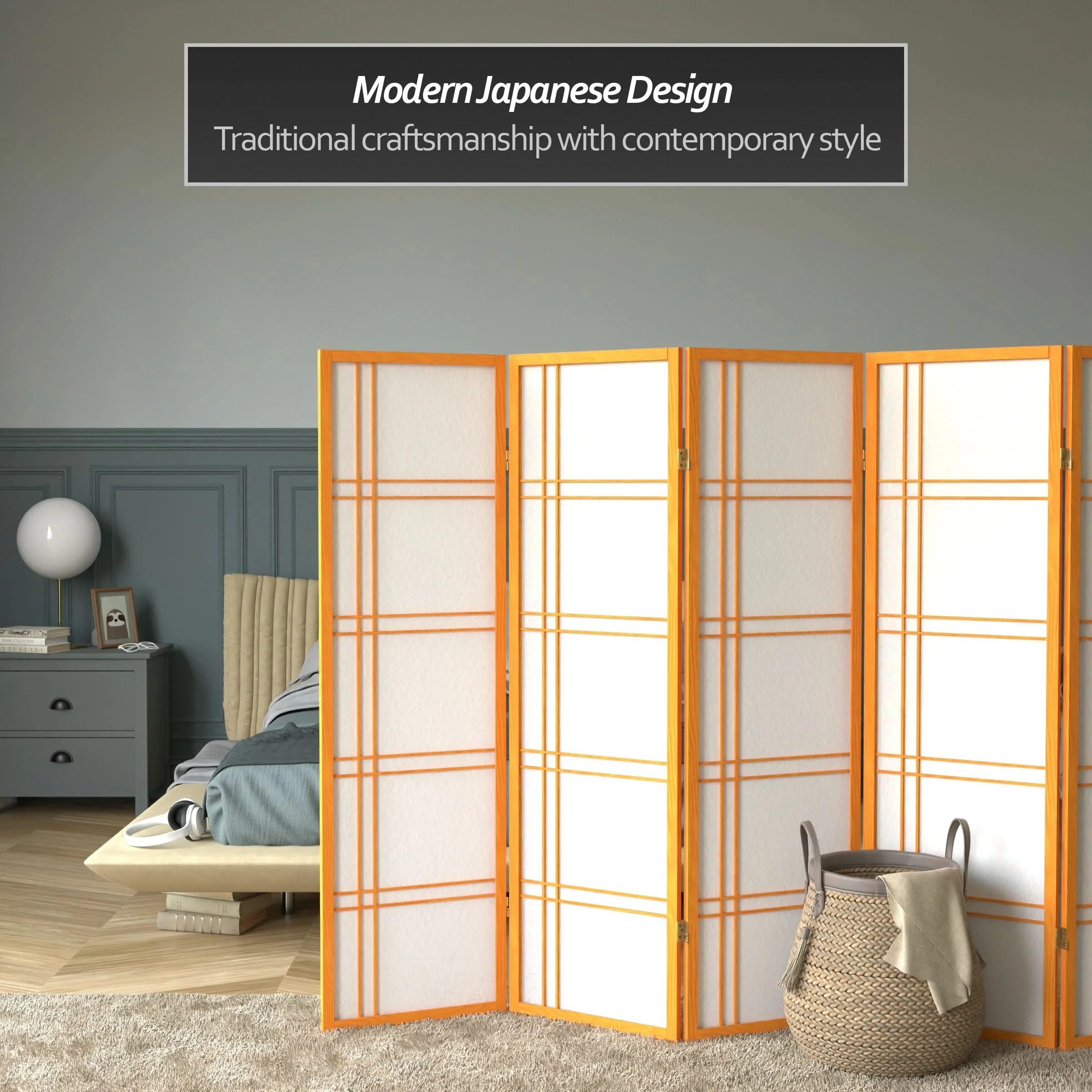 5 ft. Tall Double Cross Shoji Screen - Image 26
