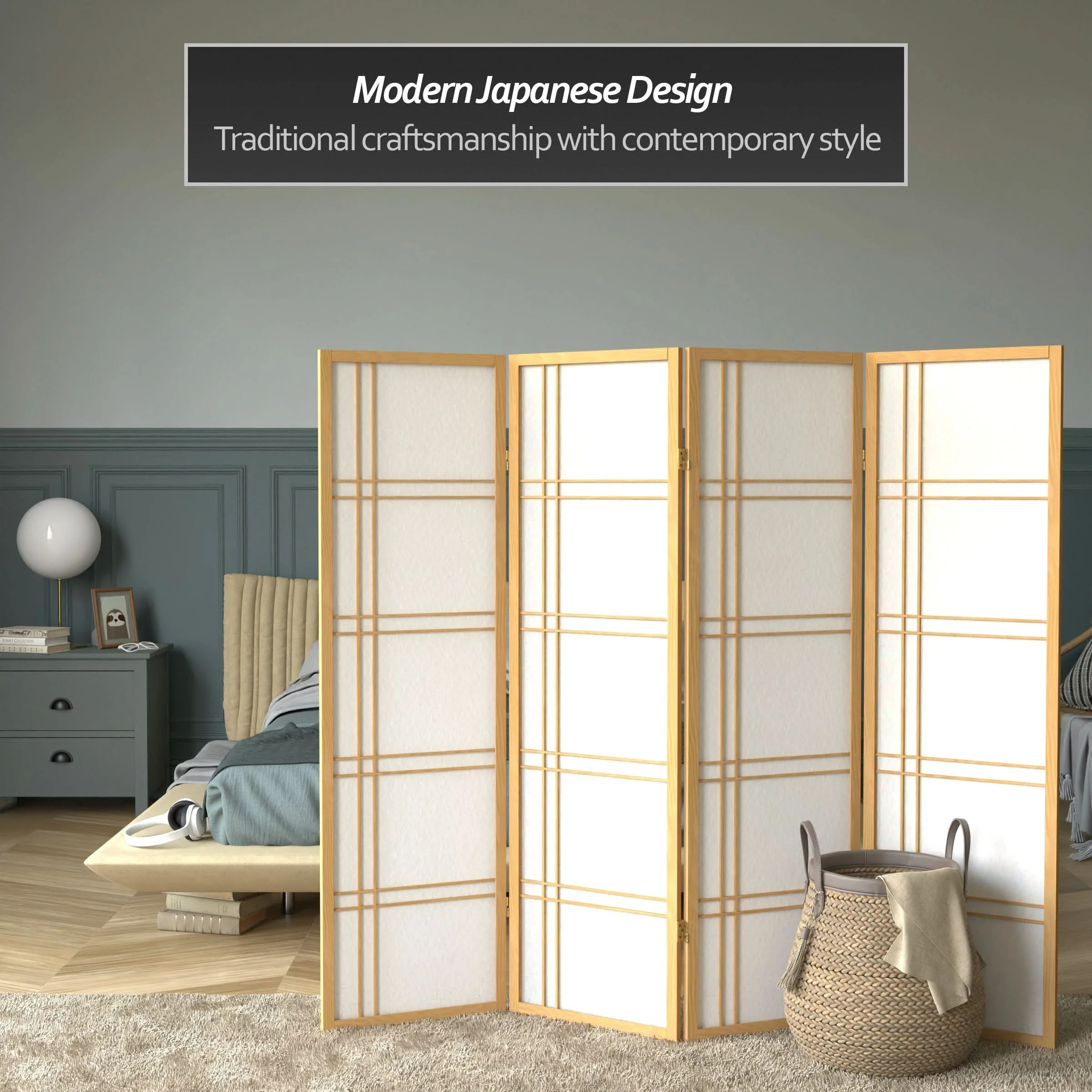 5 ft. Tall Double Cross Shoji Screen - Image 28