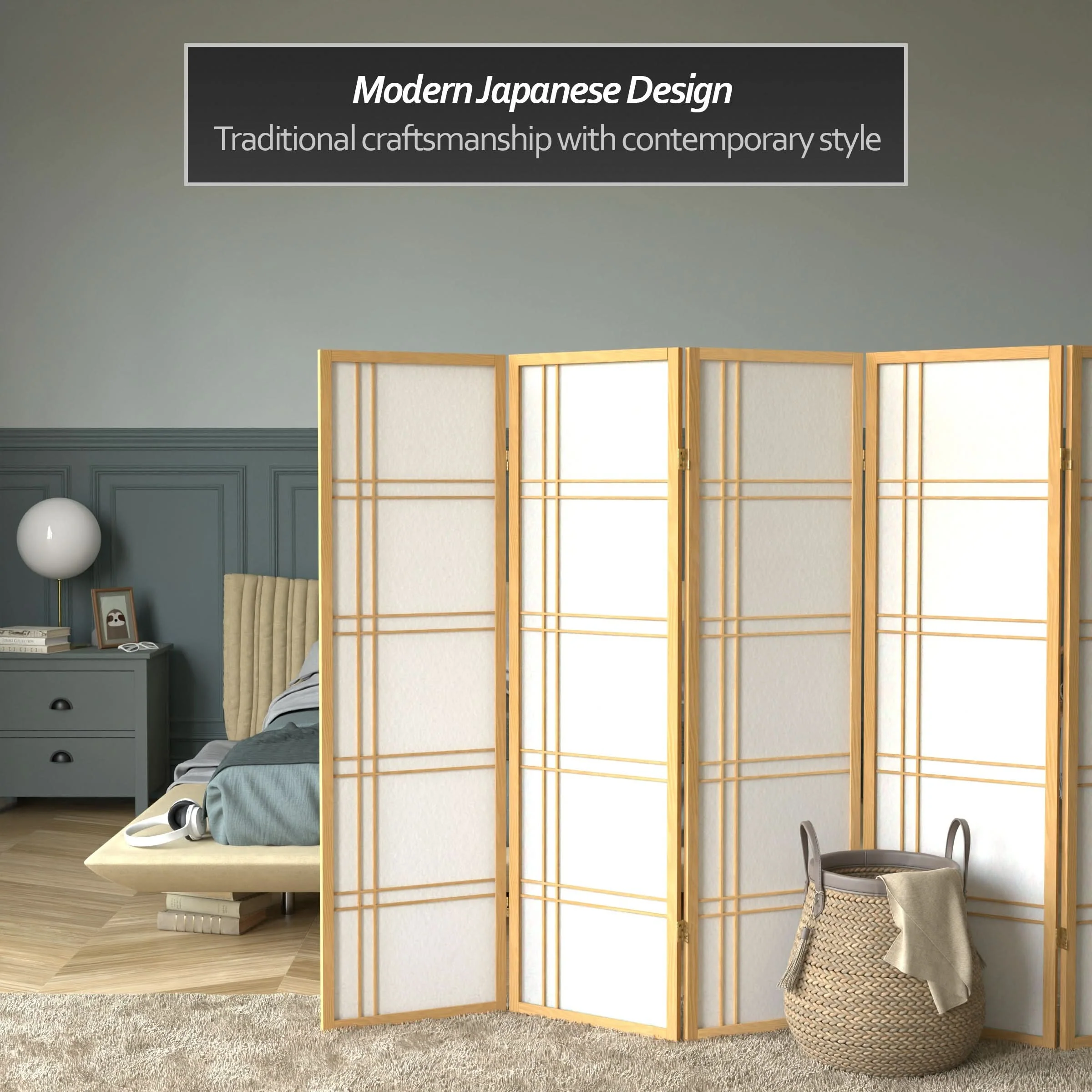 5 ft. Tall Double Cross Shoji Screen - Image 29