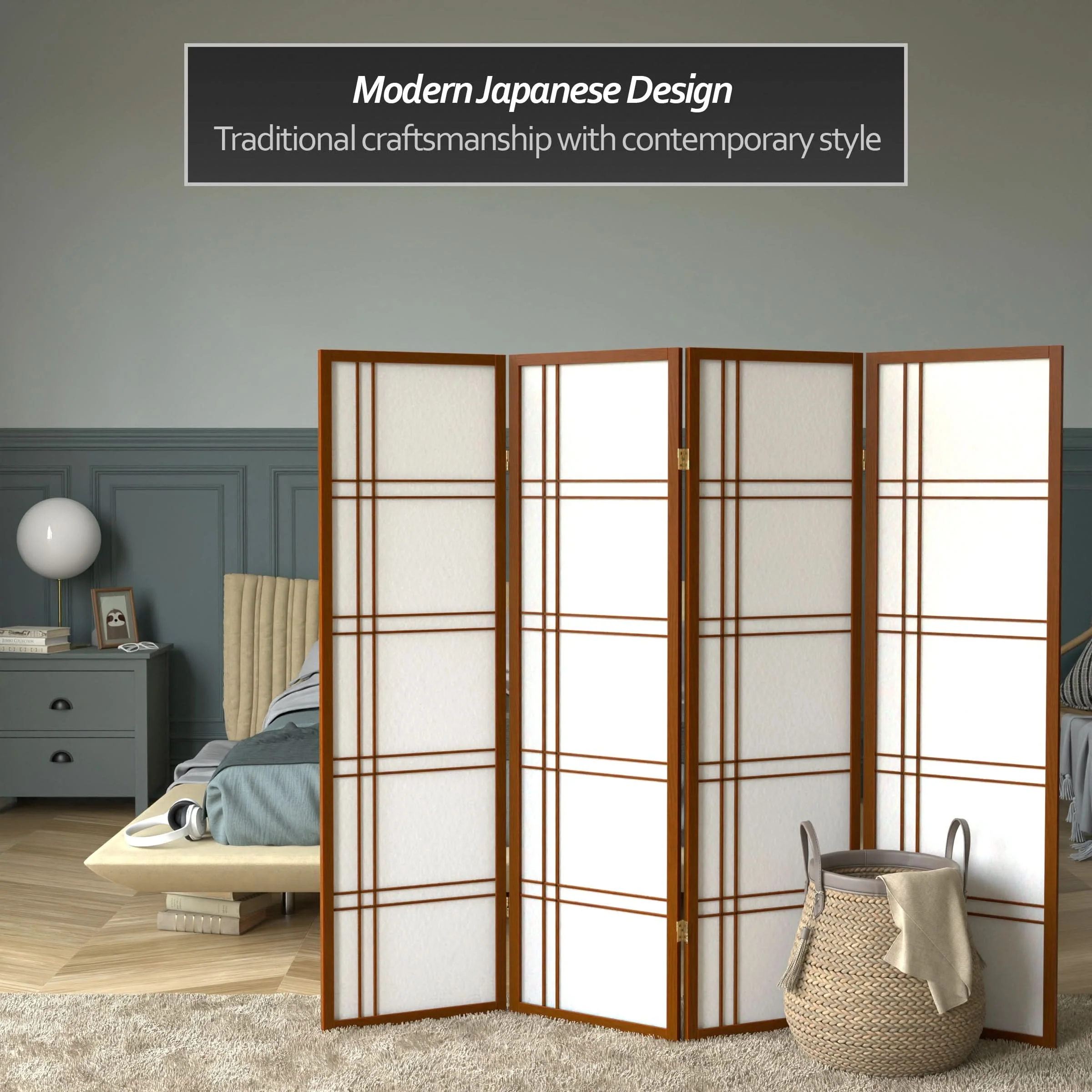 5 ft. Tall Double Cross Shoji Screen - Image 31