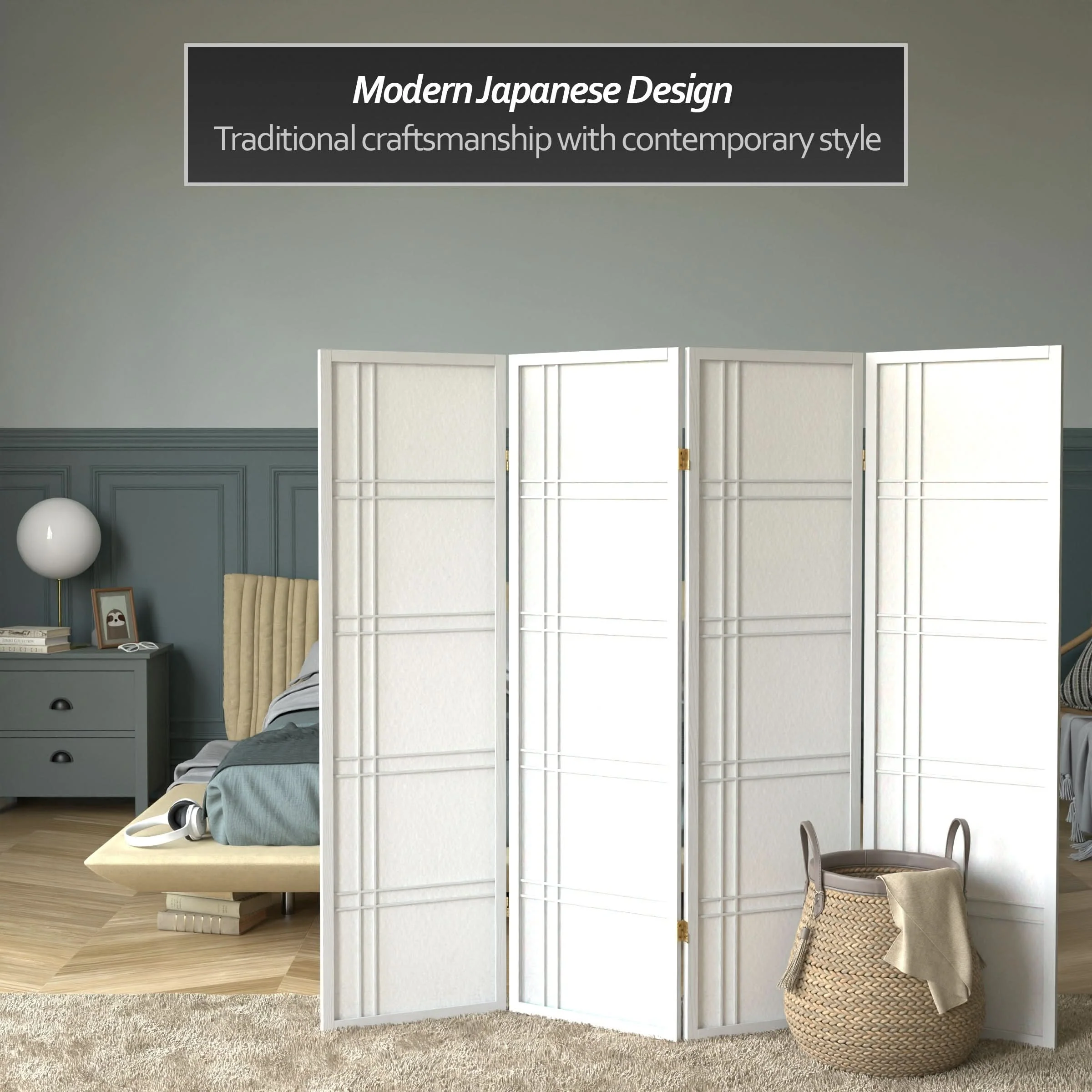 5 ft. Tall Double Cross Shoji Screen - Image 34