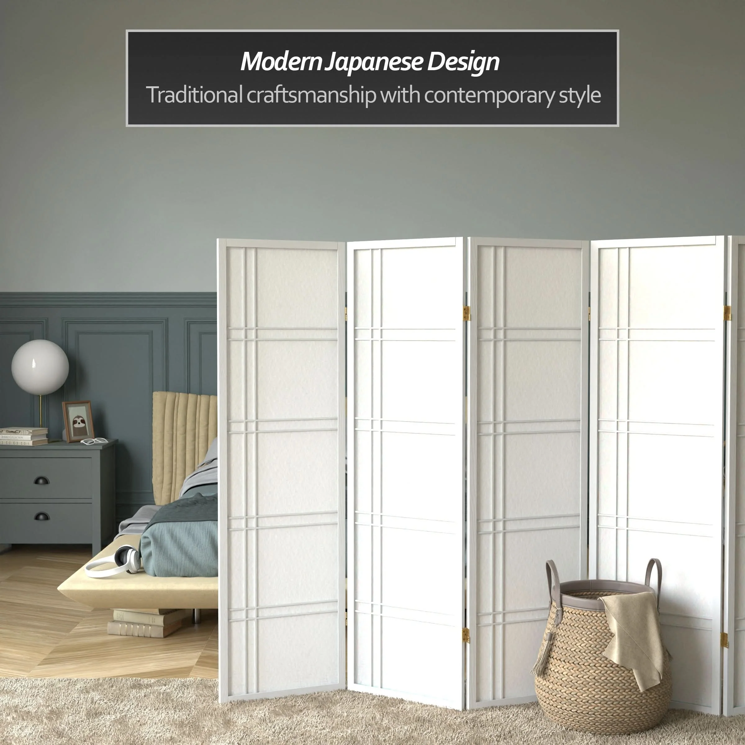 5 ft. Tall Double Cross Shoji Screen - Image 35