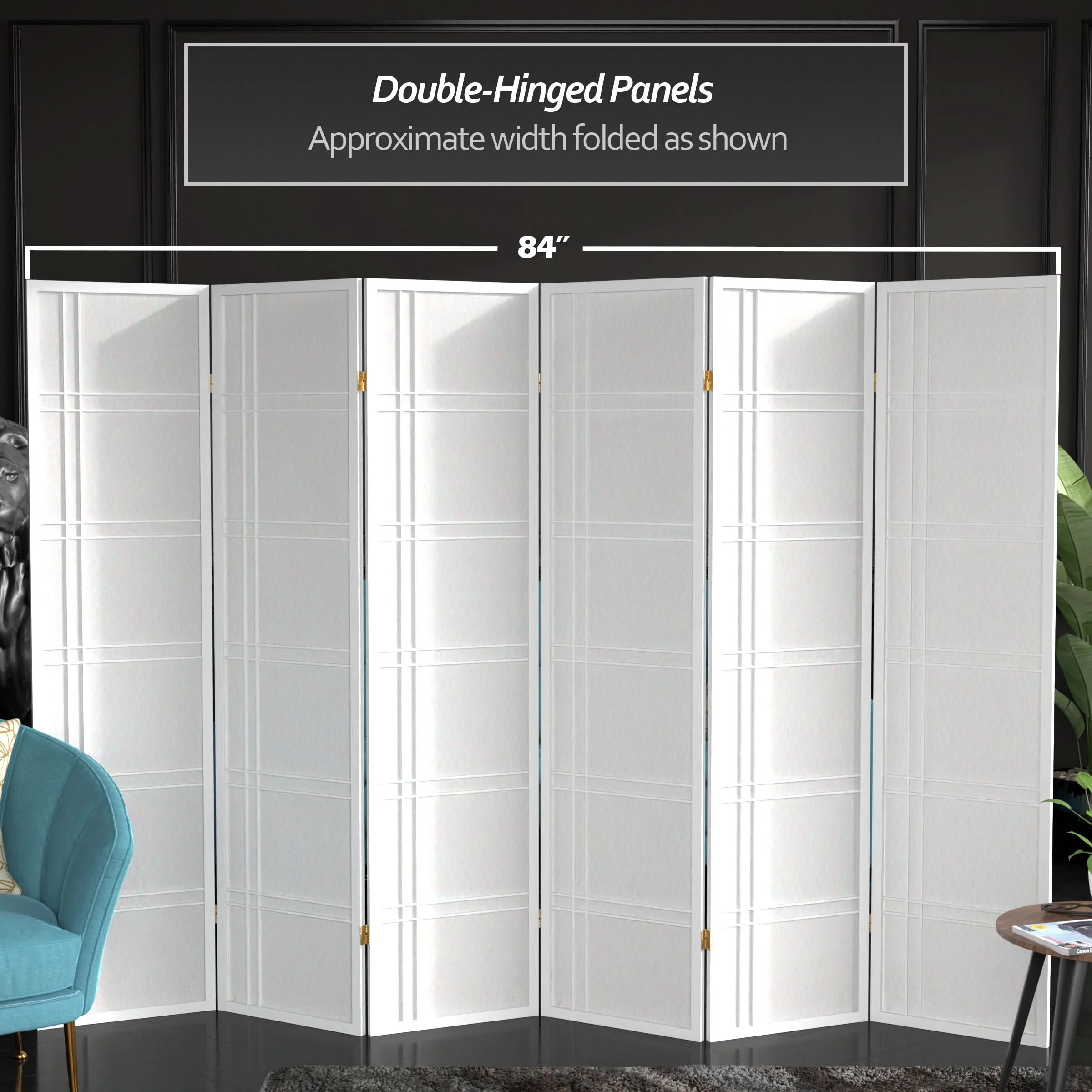 6 ft. Tall Double Cross Shoji Screen - Image 100