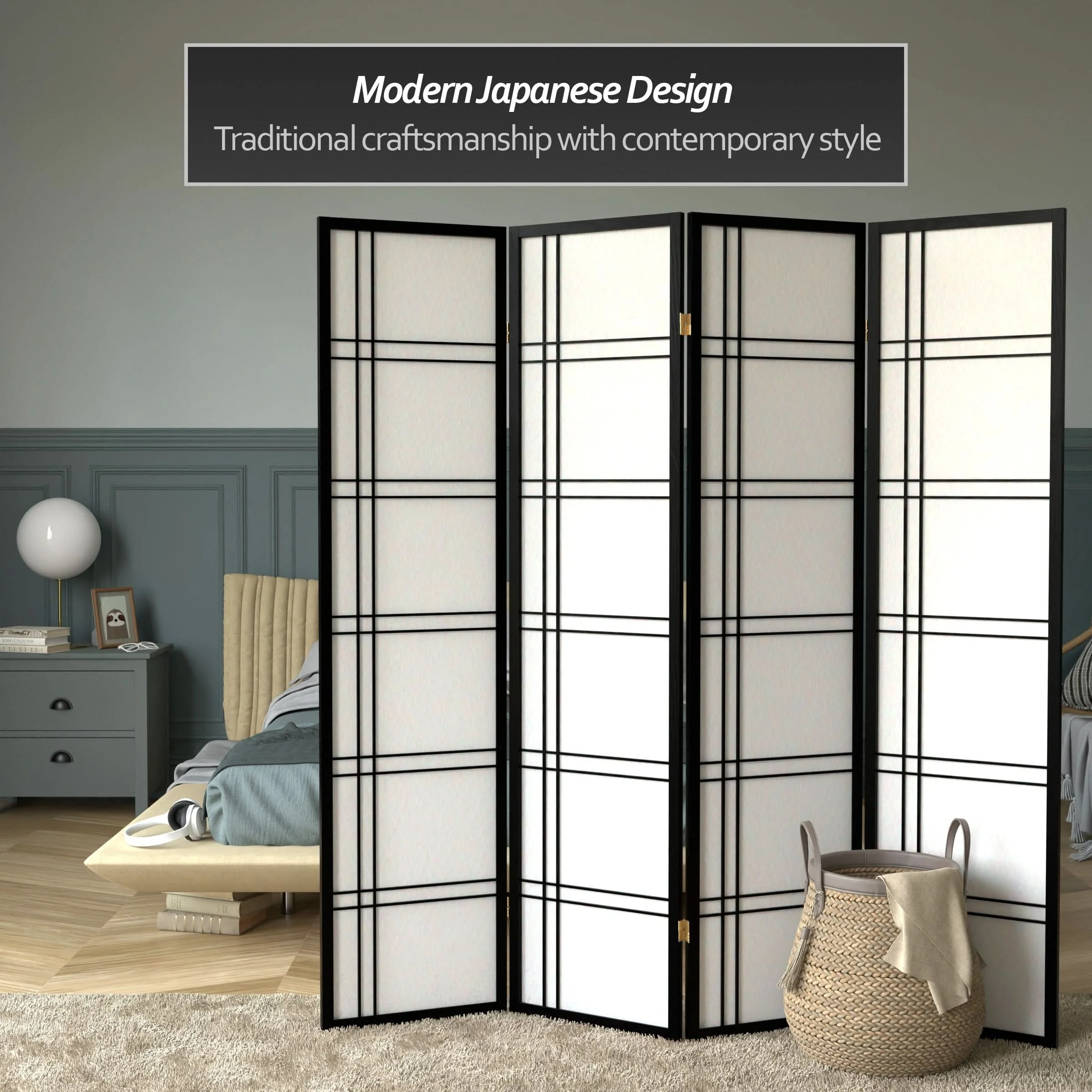 6 ft. Tall Double Cross Shoji Screen - Image 35