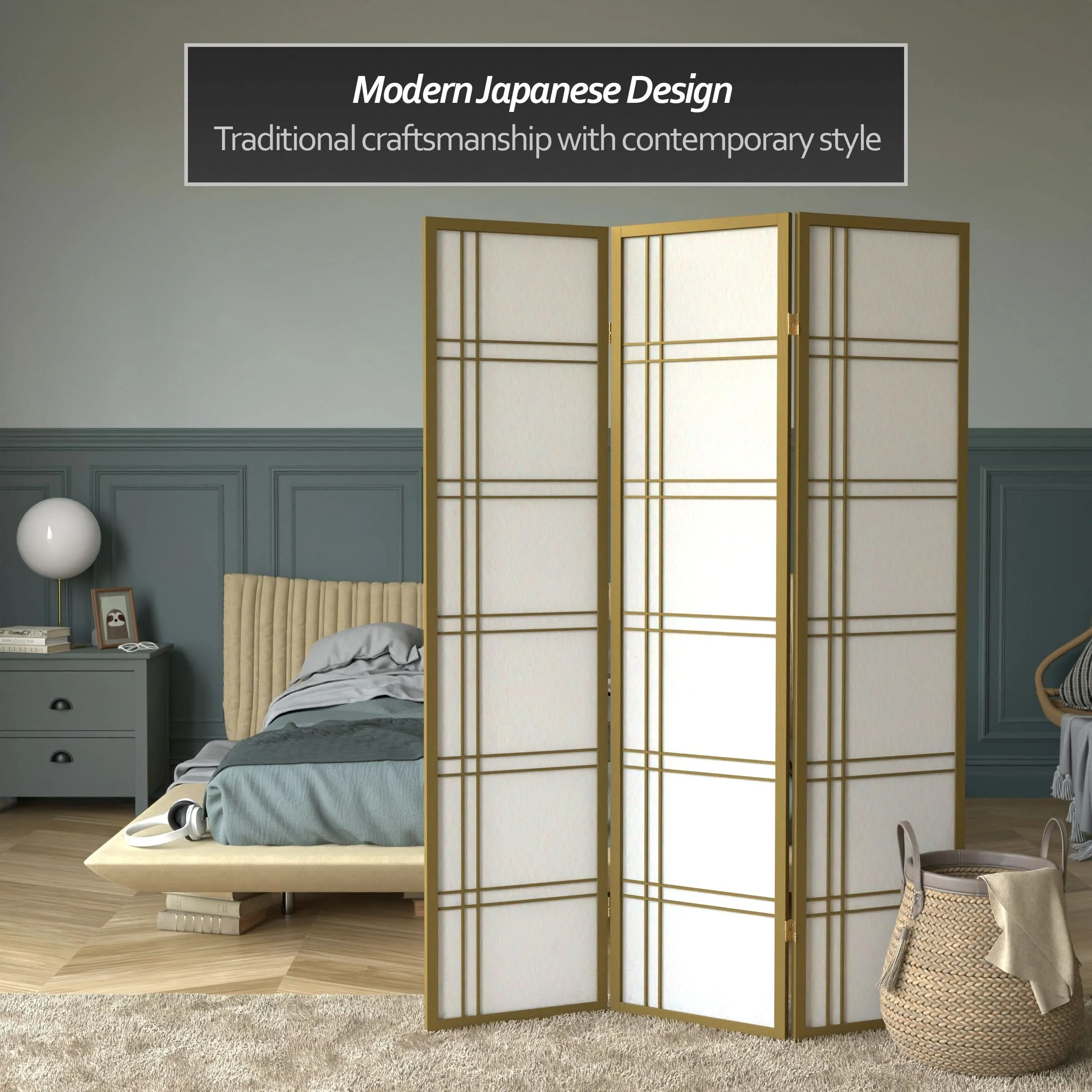 6 ft. Tall Double Cross Shoji Screen - Image 36