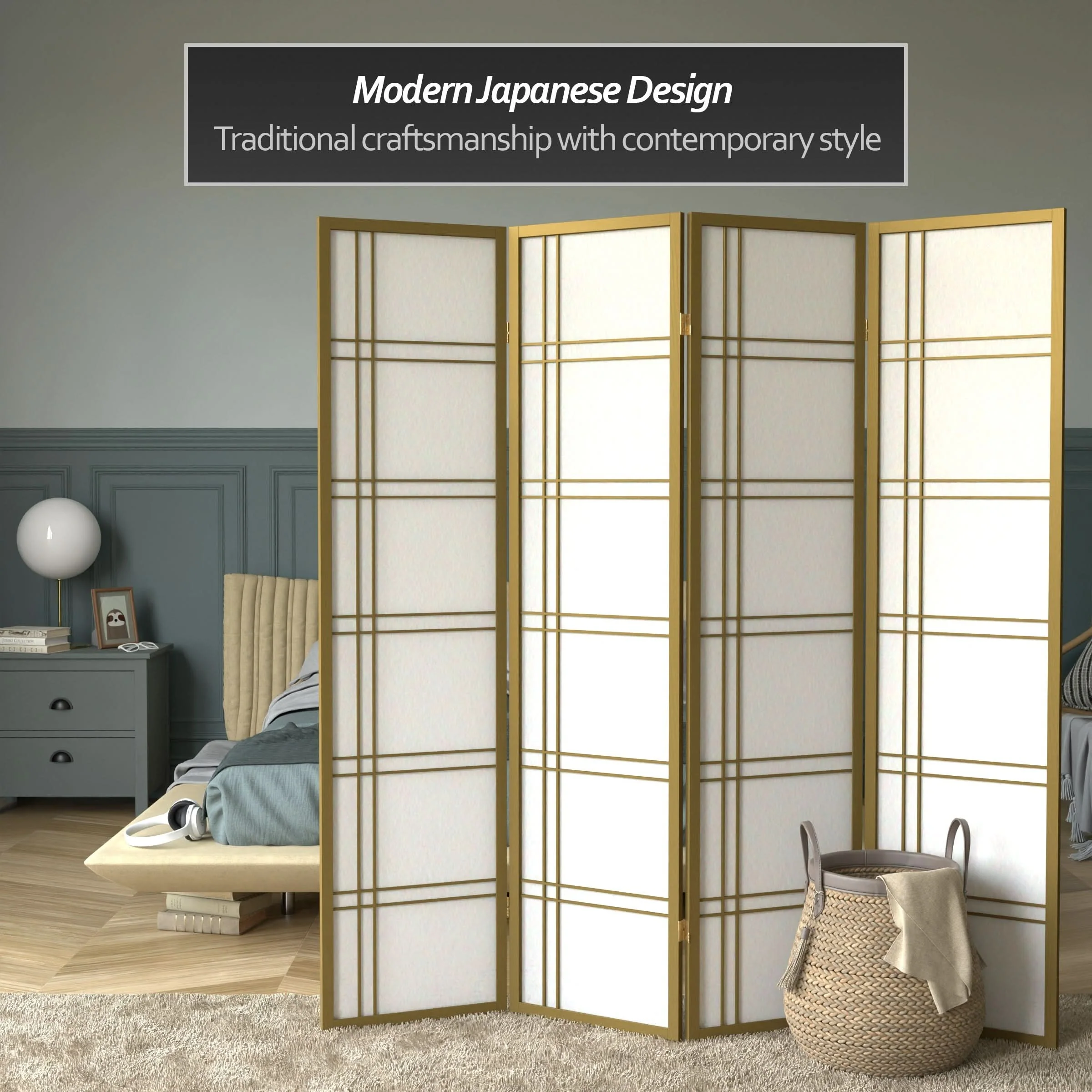 6 ft. Tall Double Cross Shoji Screen - Image 37