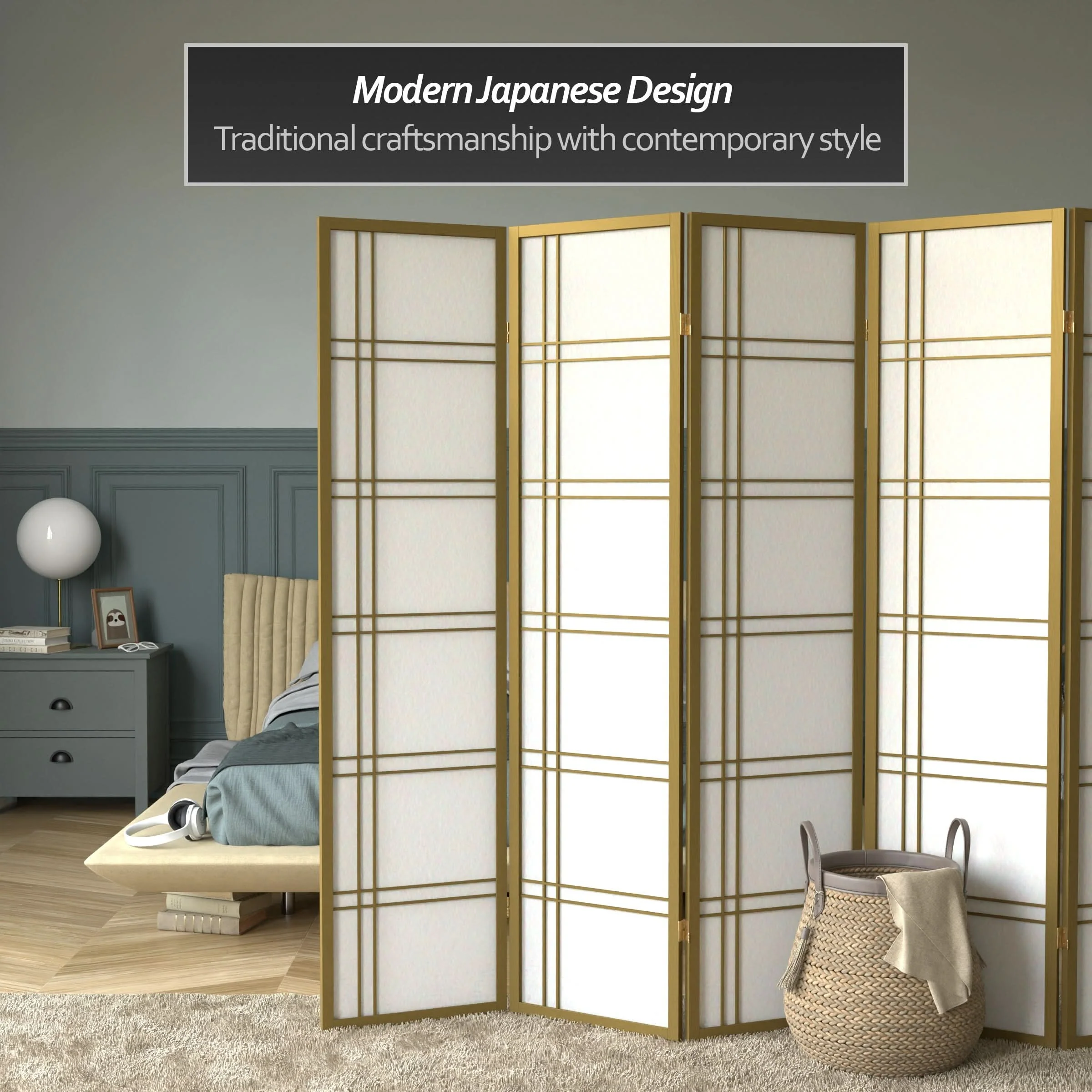 6 ft. Tall Double Cross Shoji Screen - Image 38