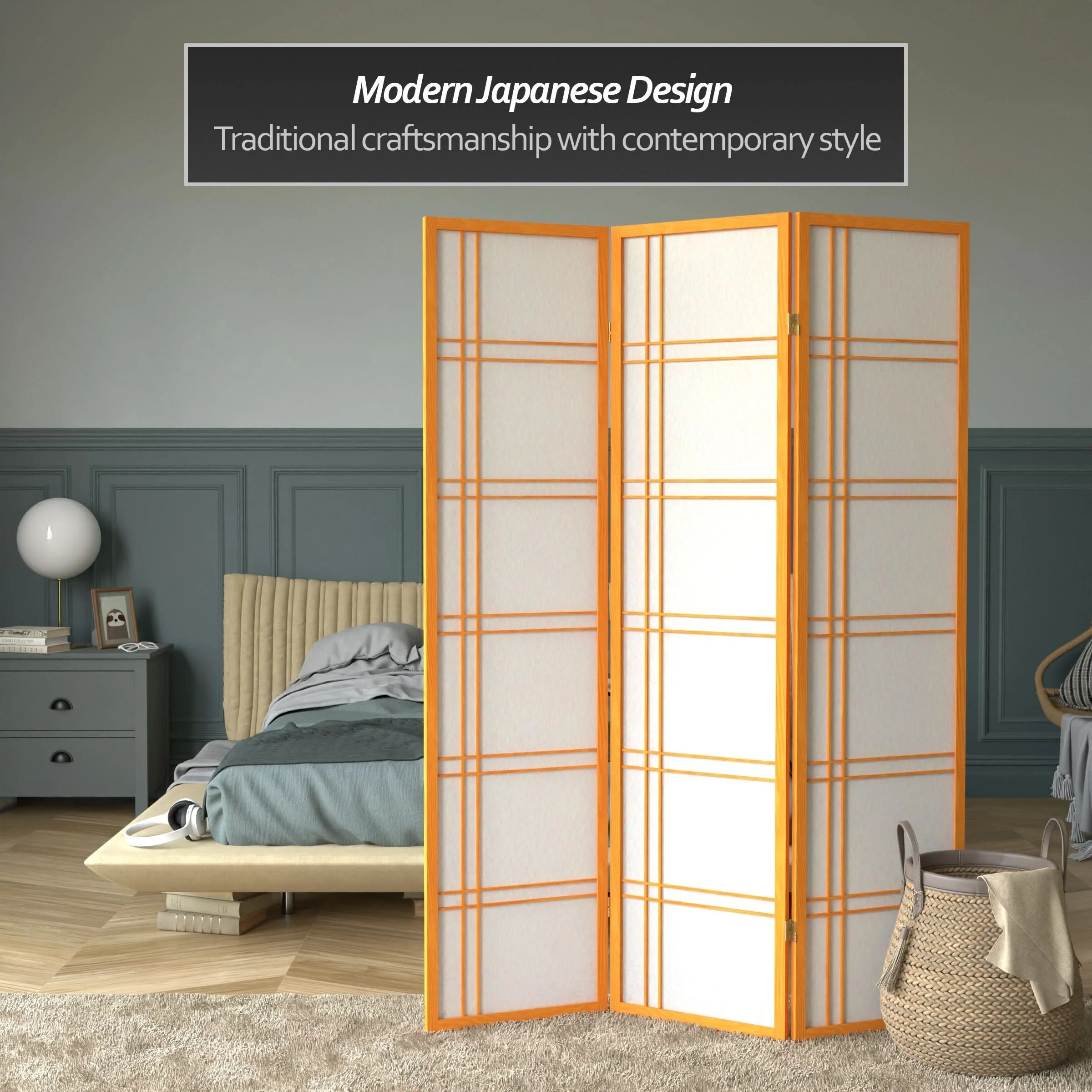 6 ft. Tall Double Cross Shoji Screen - Image 39