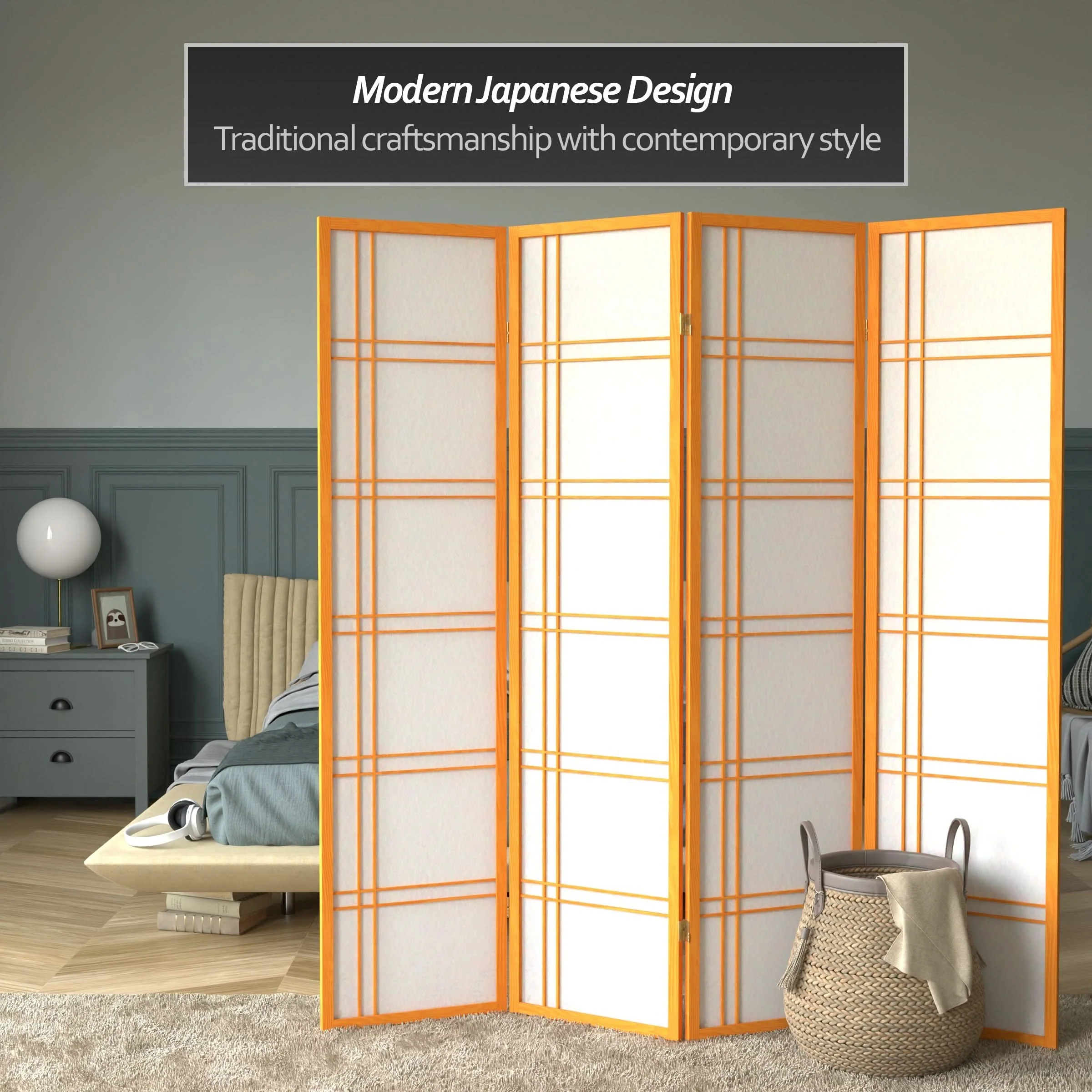 6 ft. Tall Double Cross Shoji Screen - Image 40