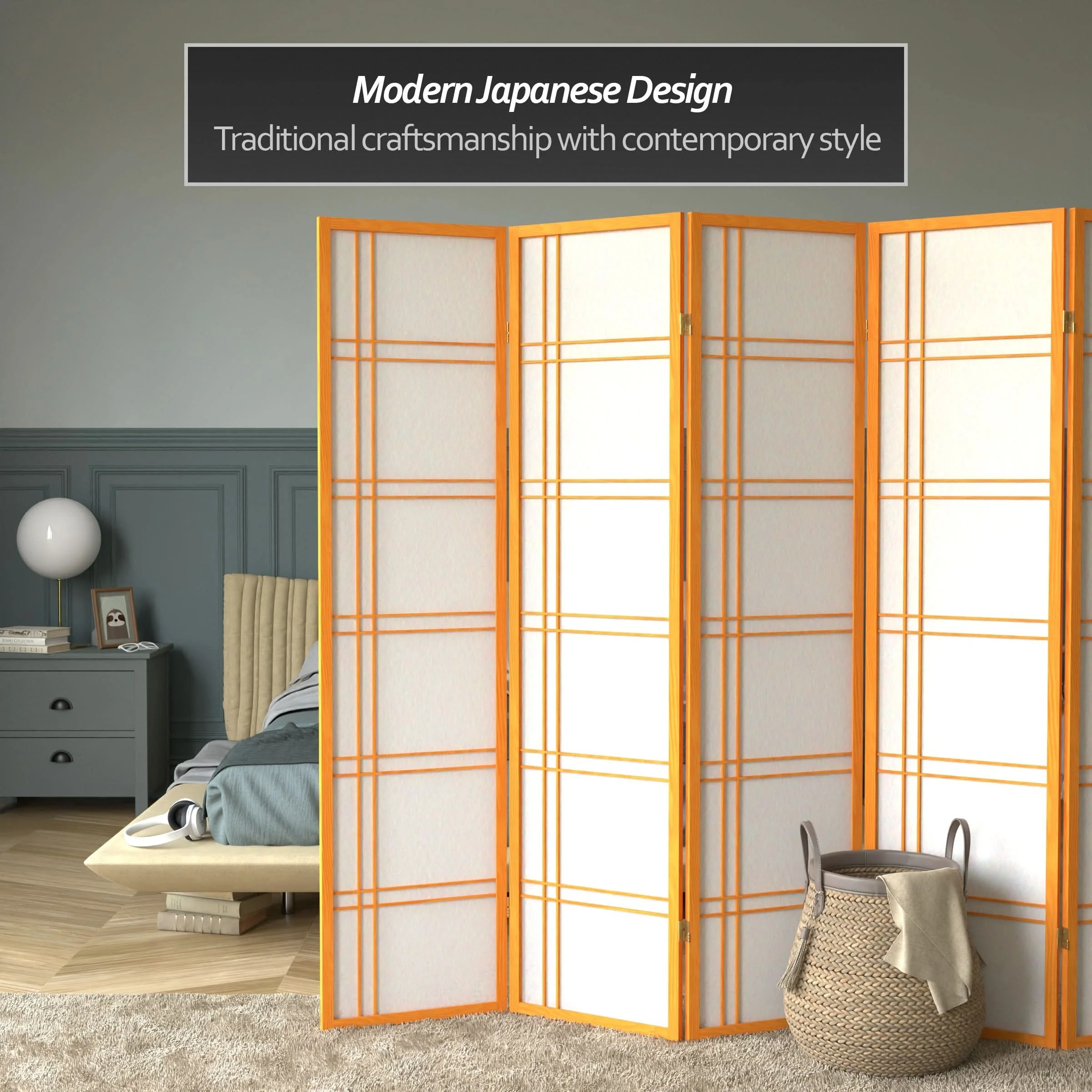 6 ft. Tall Double Cross Shoji Screen - Image 41