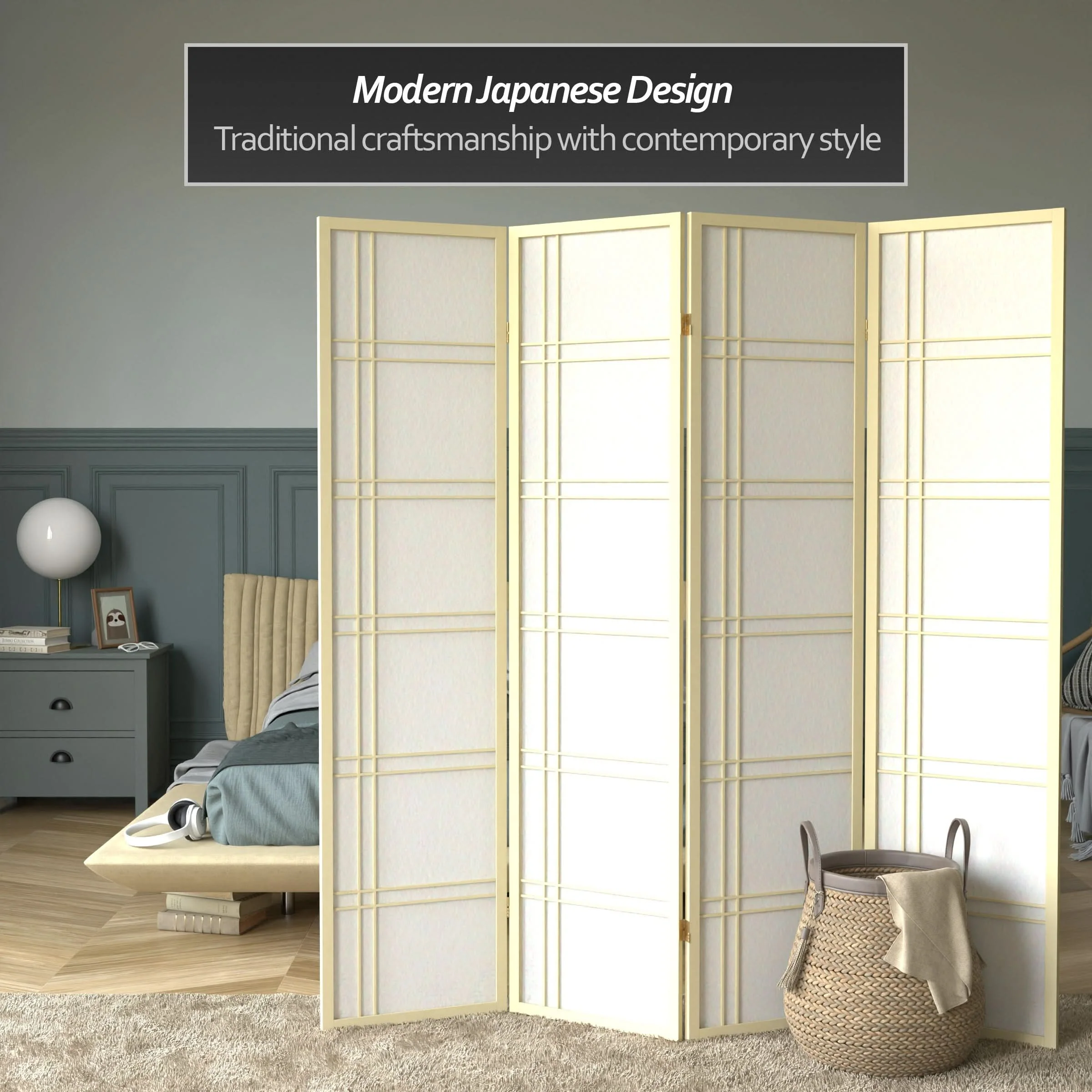 6 ft. Tall Double Cross Shoji Screen - Image 43