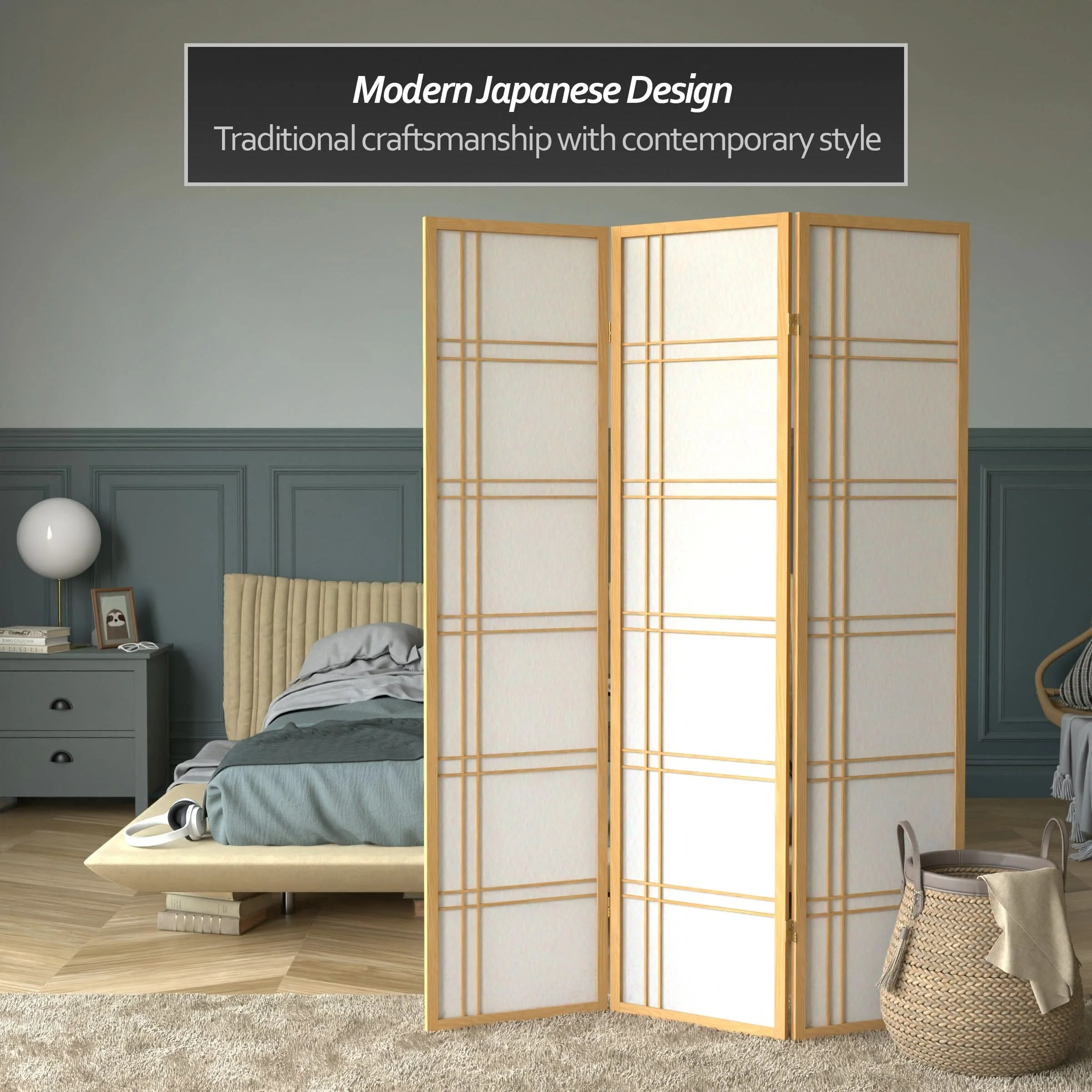 6 ft. Tall Double Cross Shoji Screen - Image 45