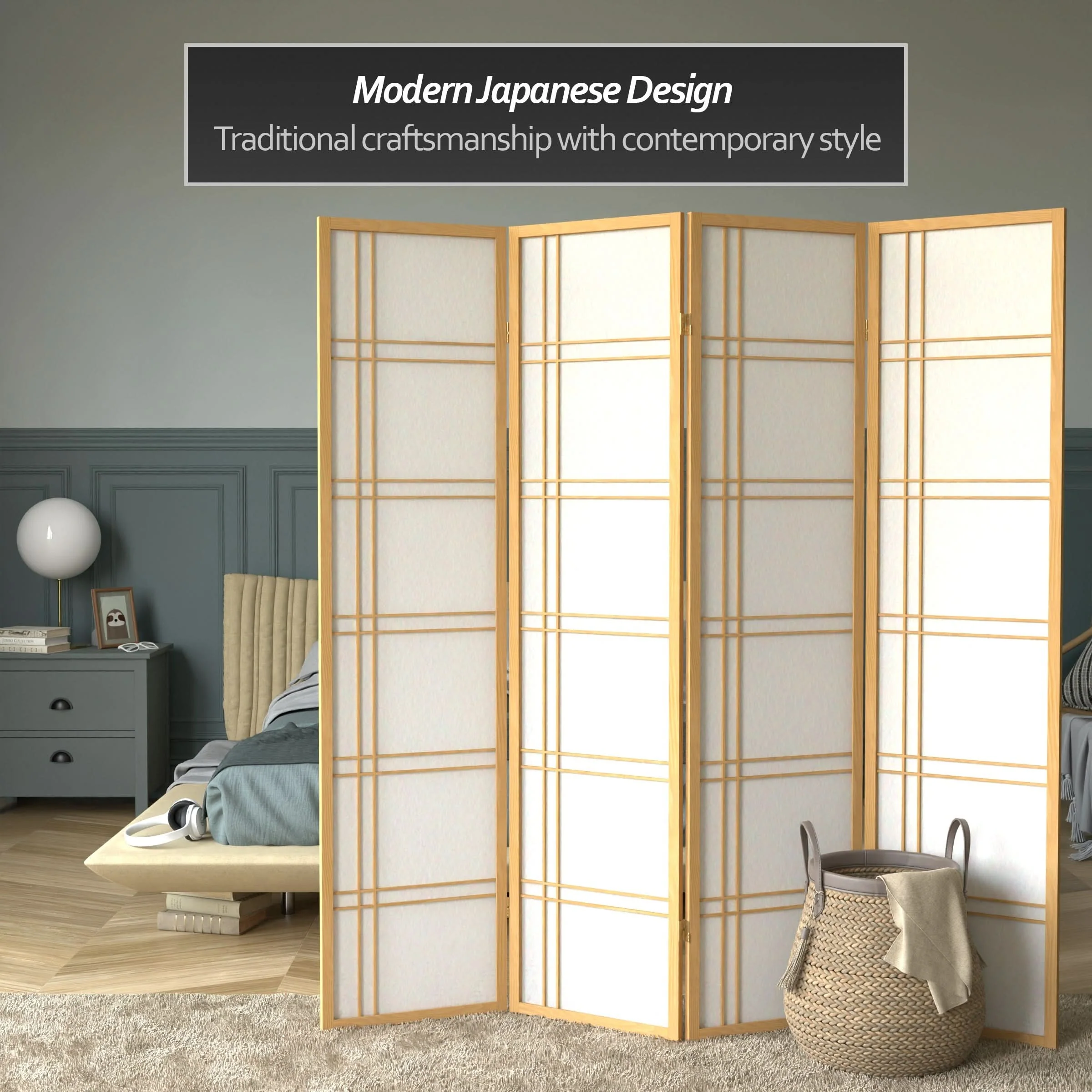 6 ft. Tall Double Cross Shoji Screen - Image 46