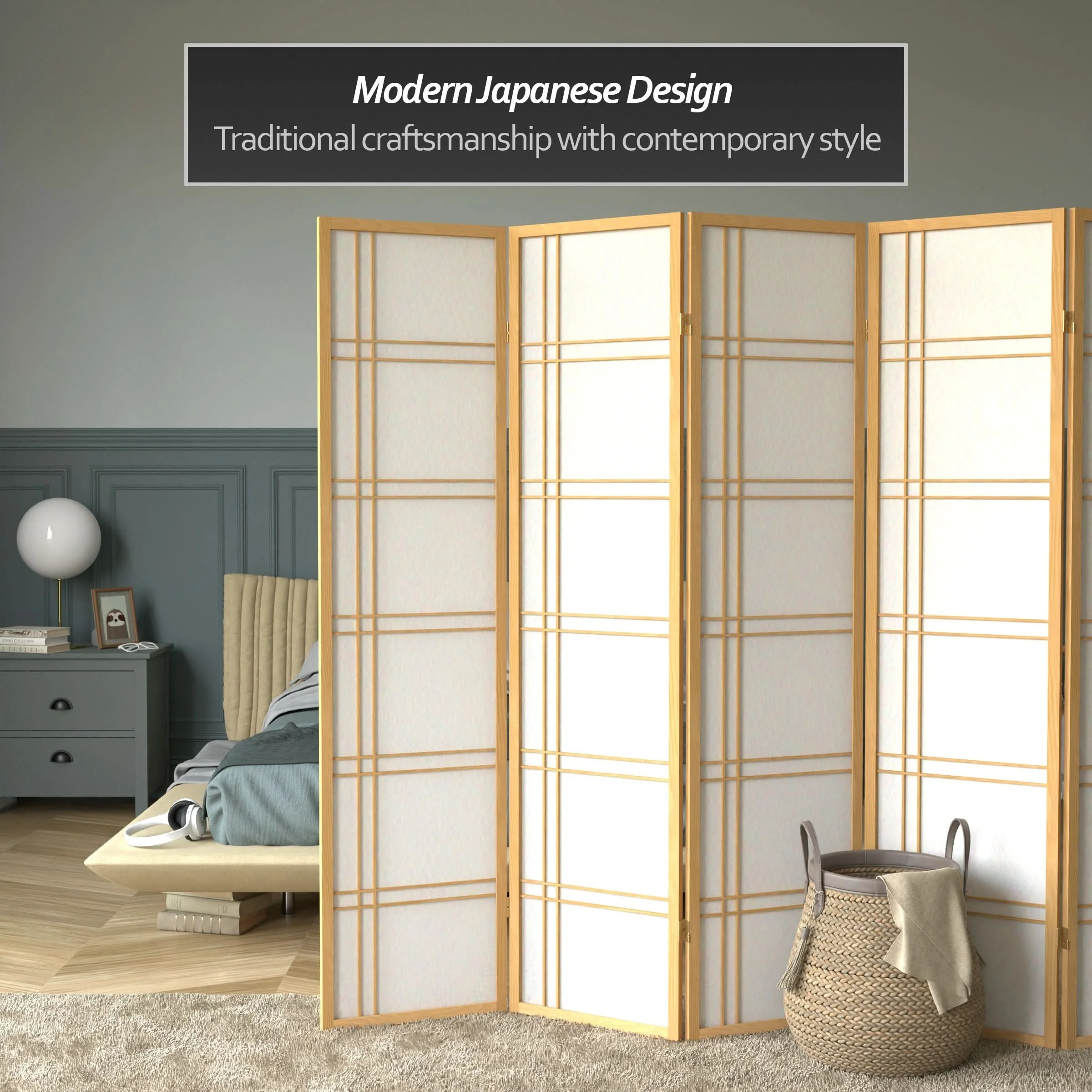 6 ft. Tall Double Cross Shoji Screen - Image 47