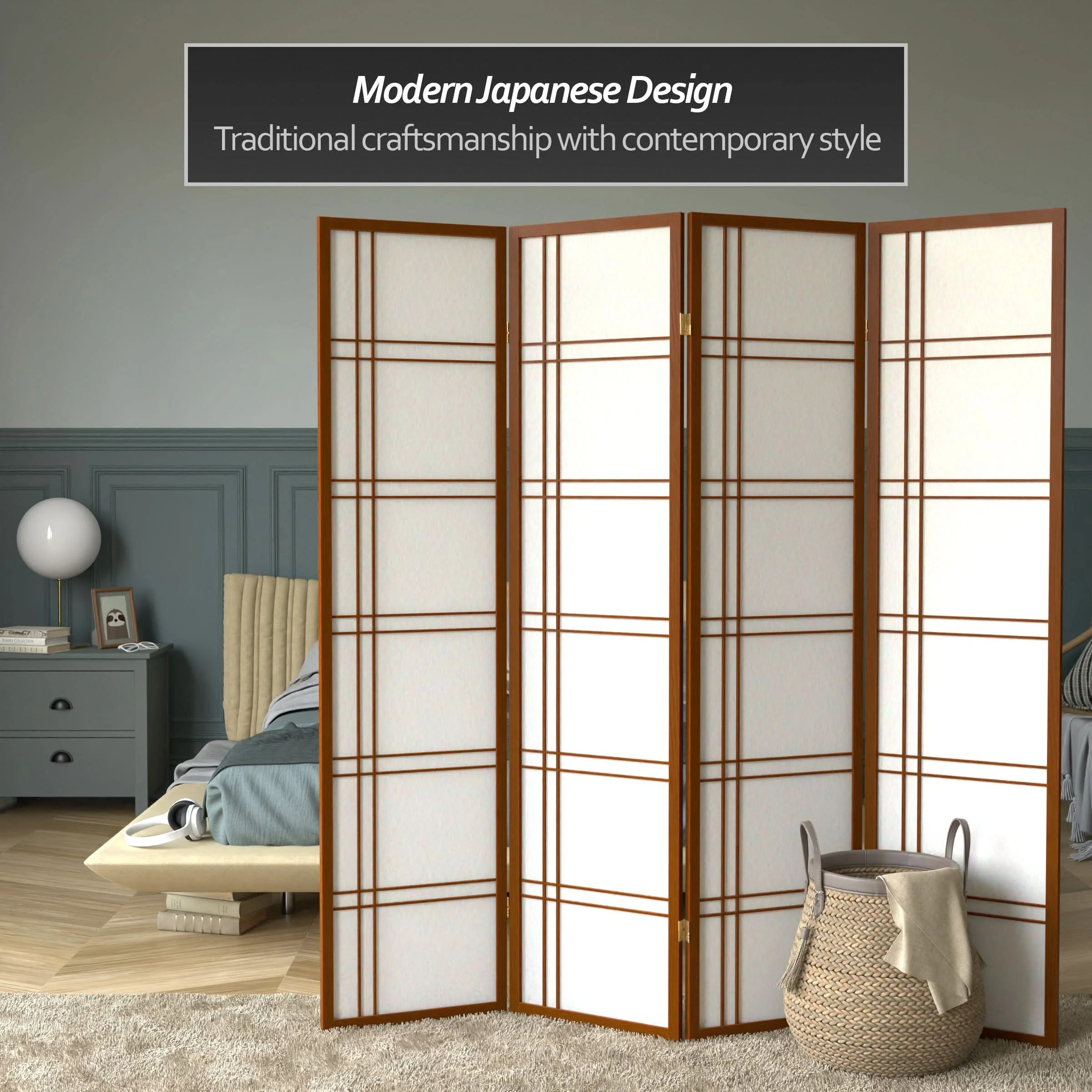 6 ft. Tall Double Cross Shoji Screen - Image 49