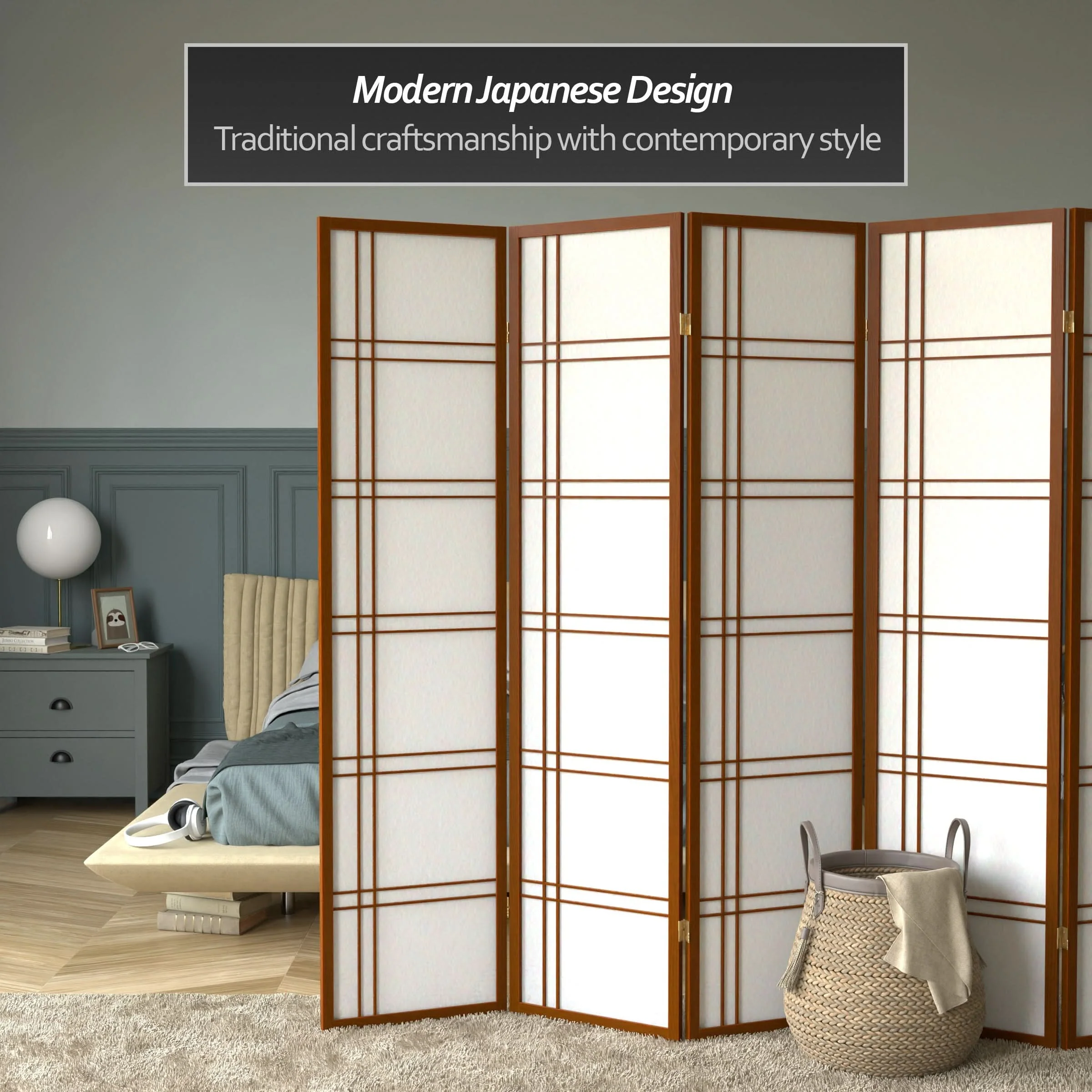 6 ft. Tall Double Cross Shoji Screen - Image 50