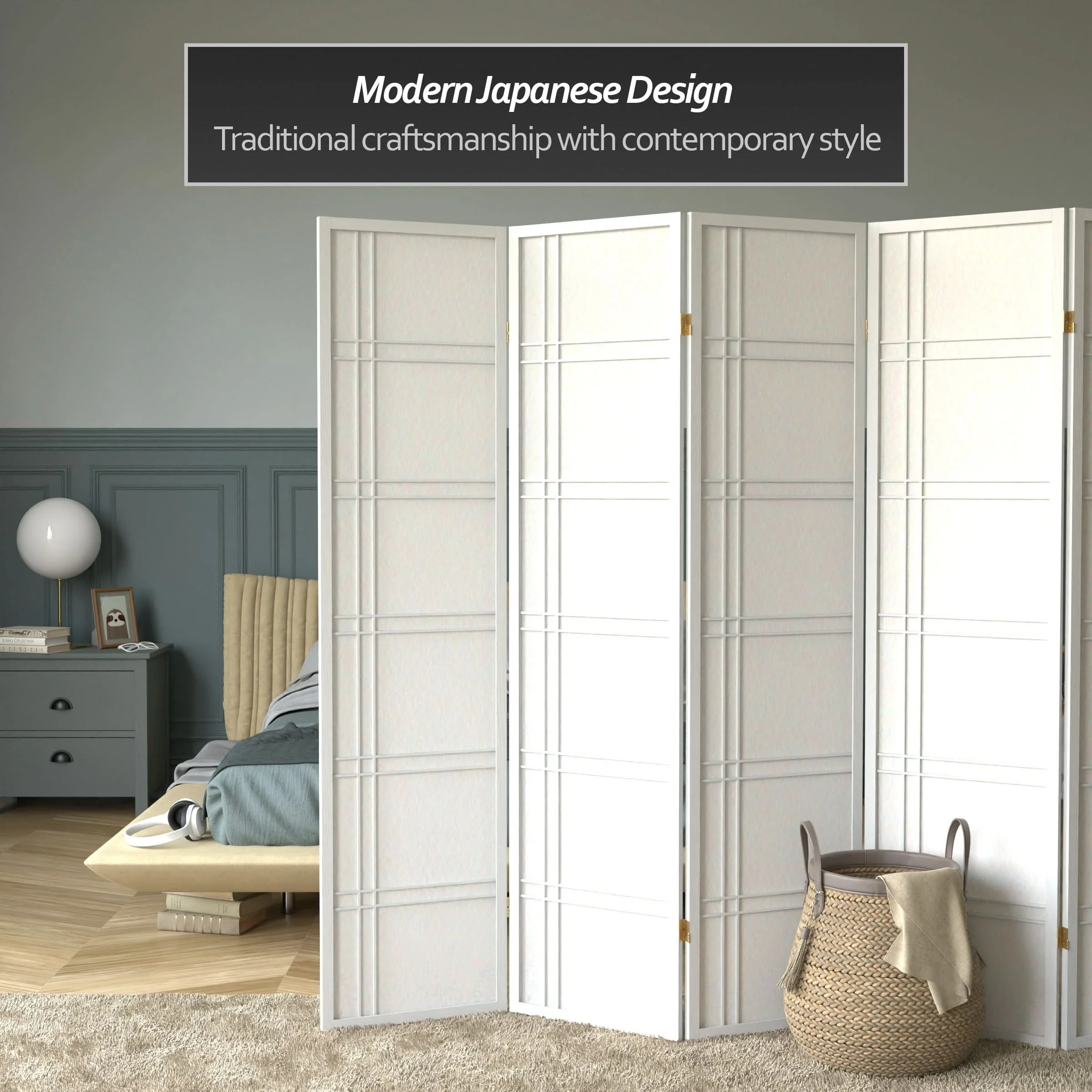 6 ft. Tall Double Cross Shoji Screen - Image 53