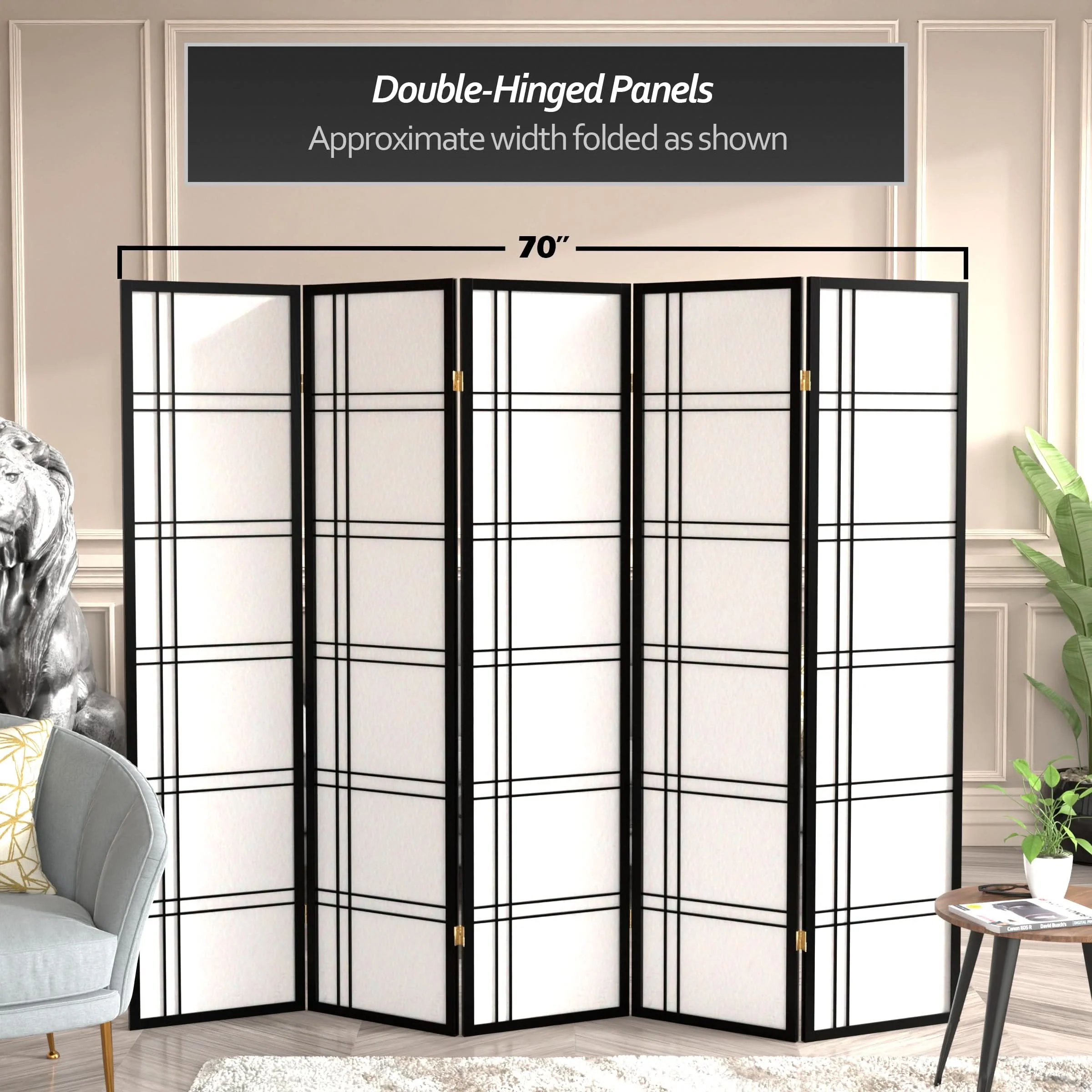 6 ft. Tall Double Cross Shoji Screen - Image 71