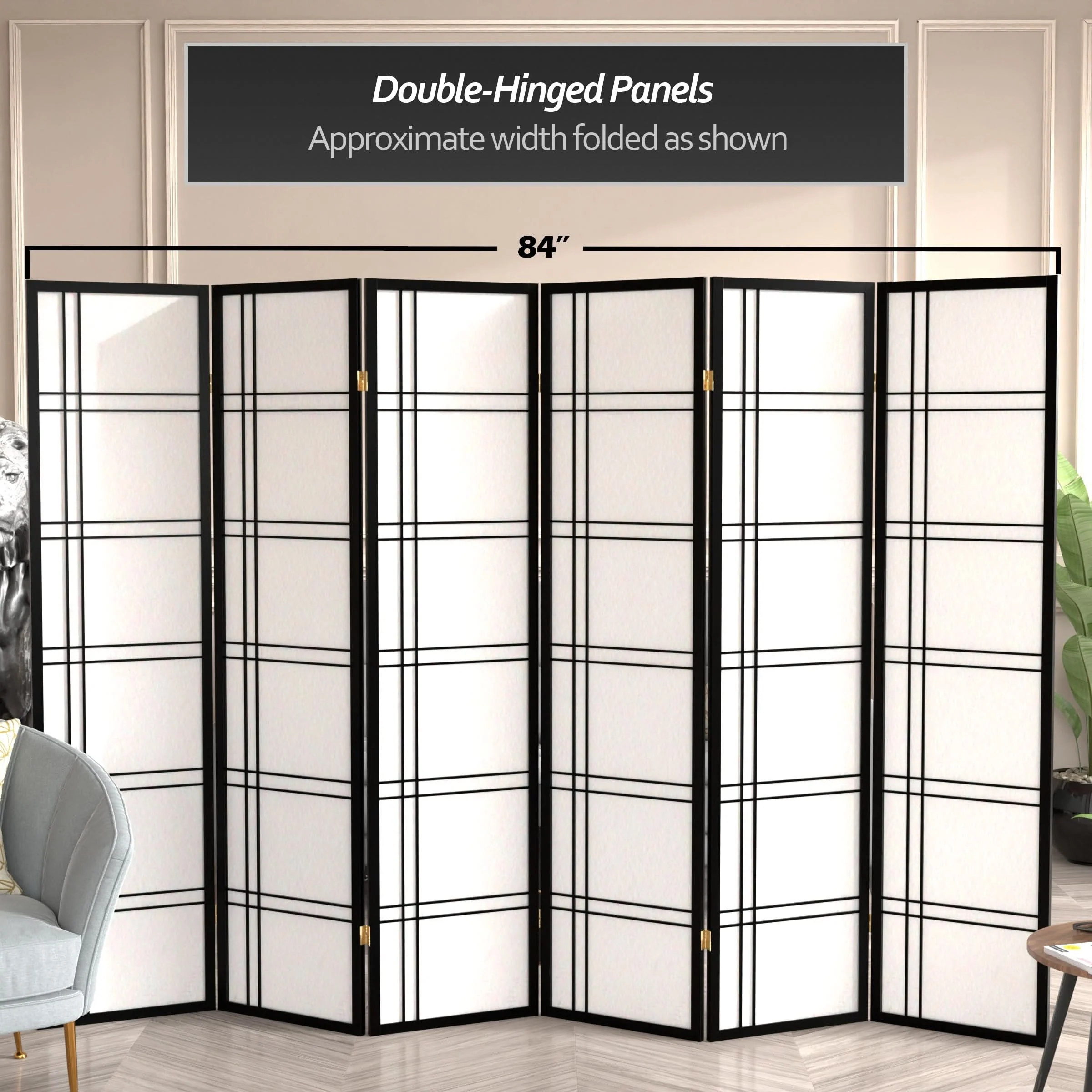 6 ft. Tall Double Cross Shoji Screen - Image 72