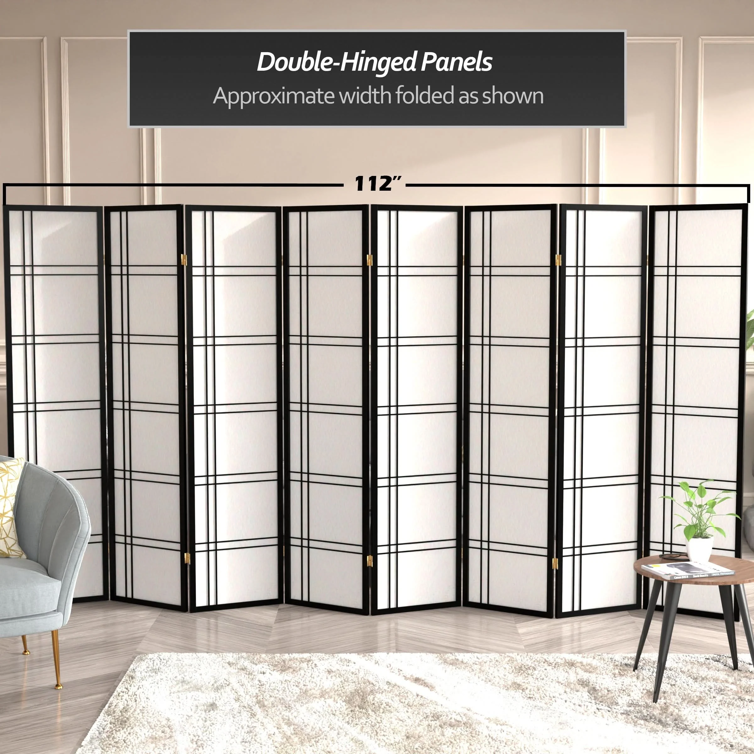 6 ft. Tall Double Cross Shoji Screen - Image 73