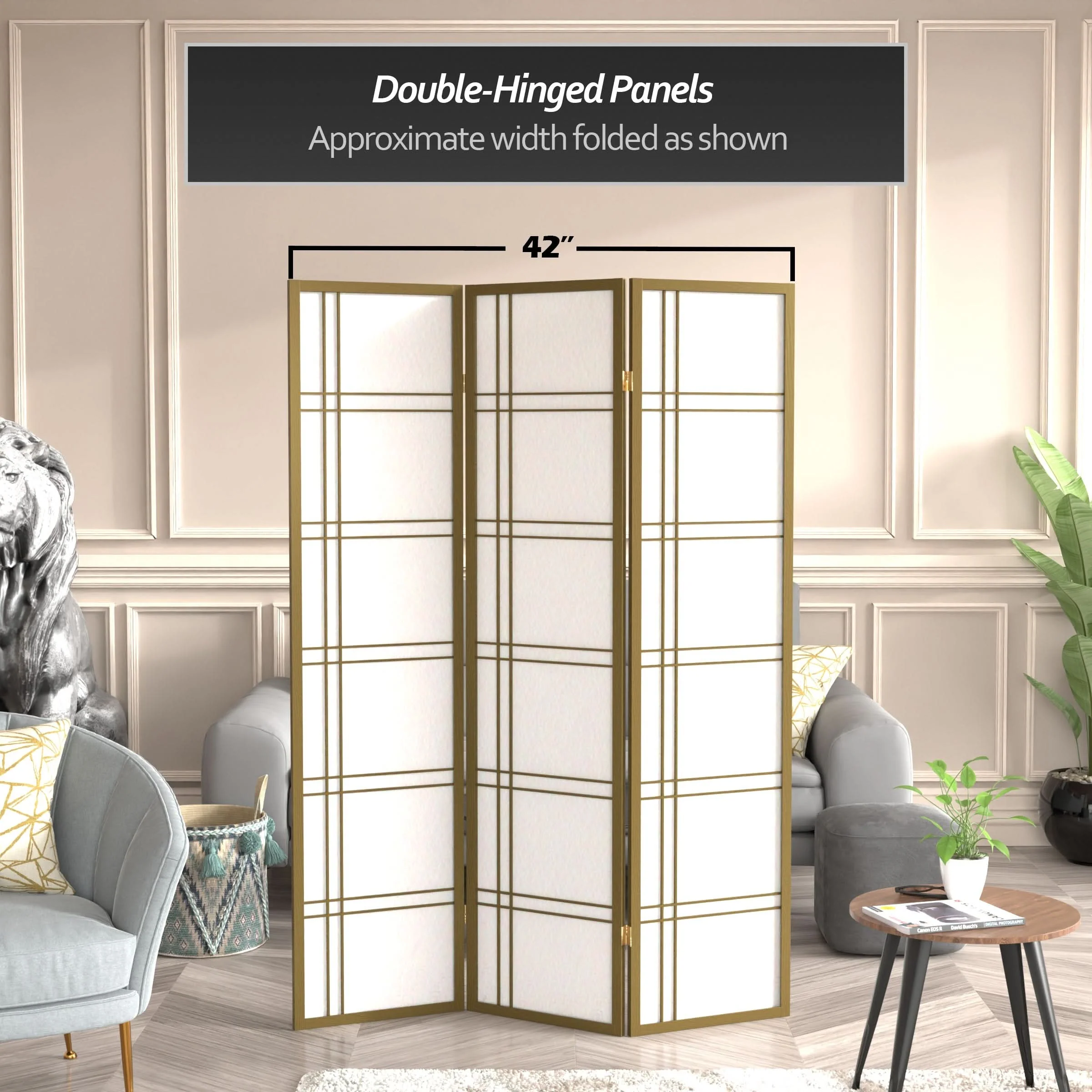 6 ft. Tall Double Cross Shoji Screen - Image 74