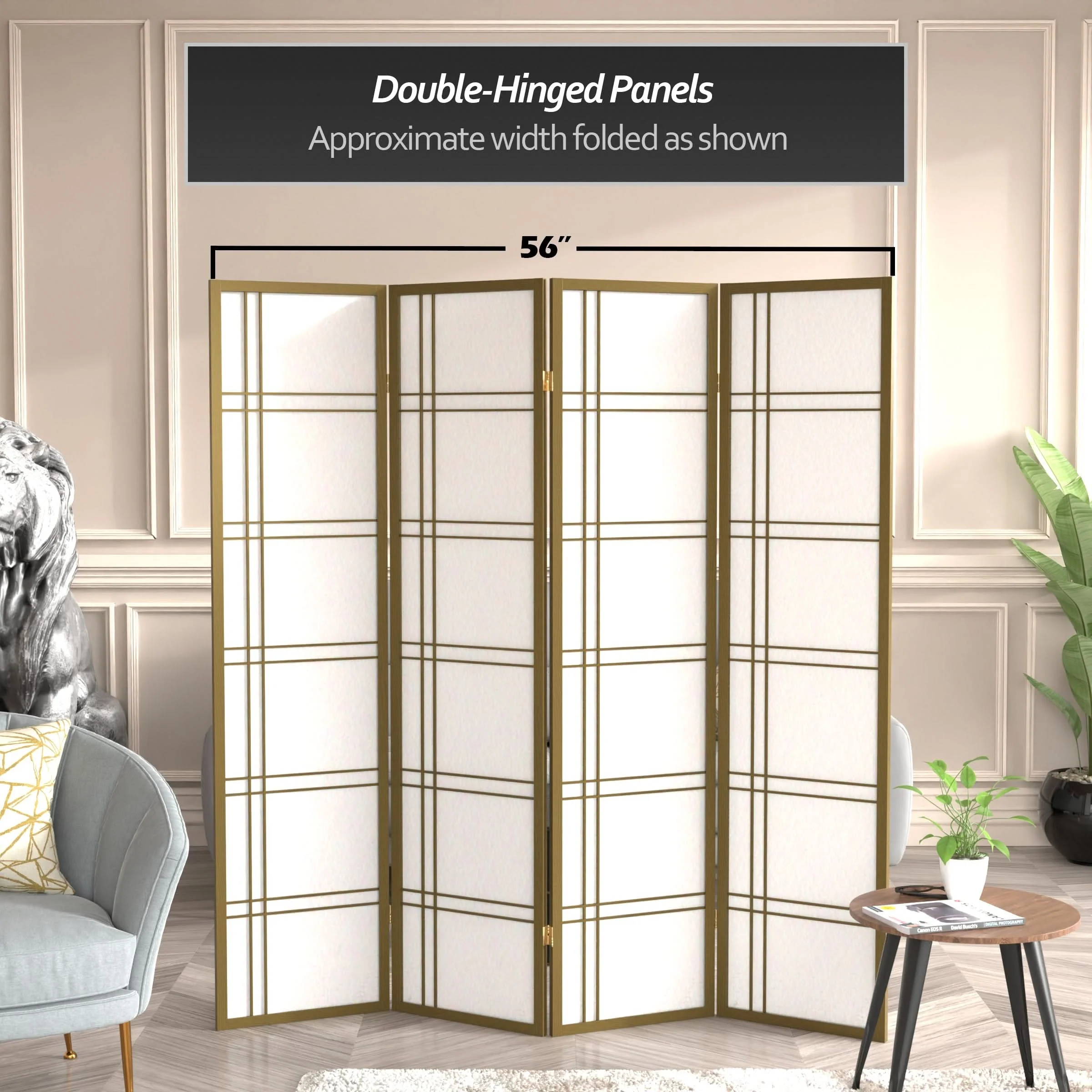 6 ft. Tall Double Cross Shoji Screen - Image 75