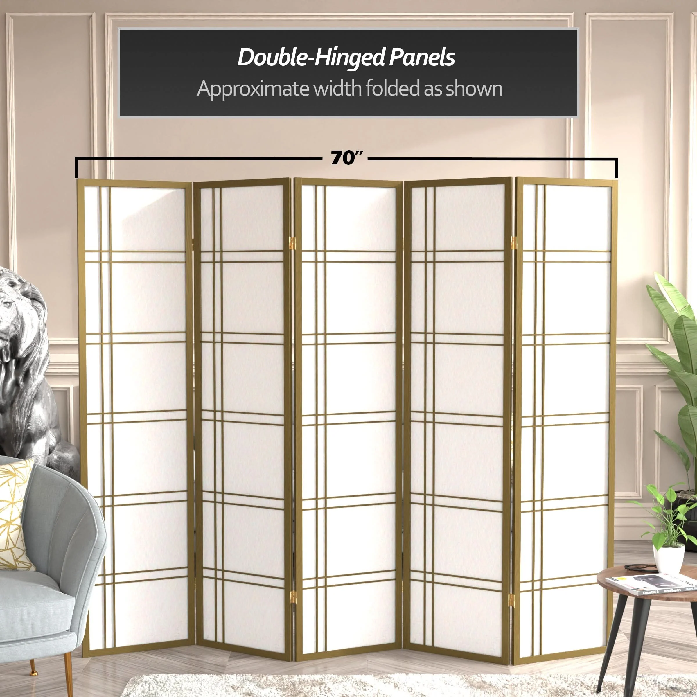 6 ft. Tall Double Cross Shoji Screen - Image 76