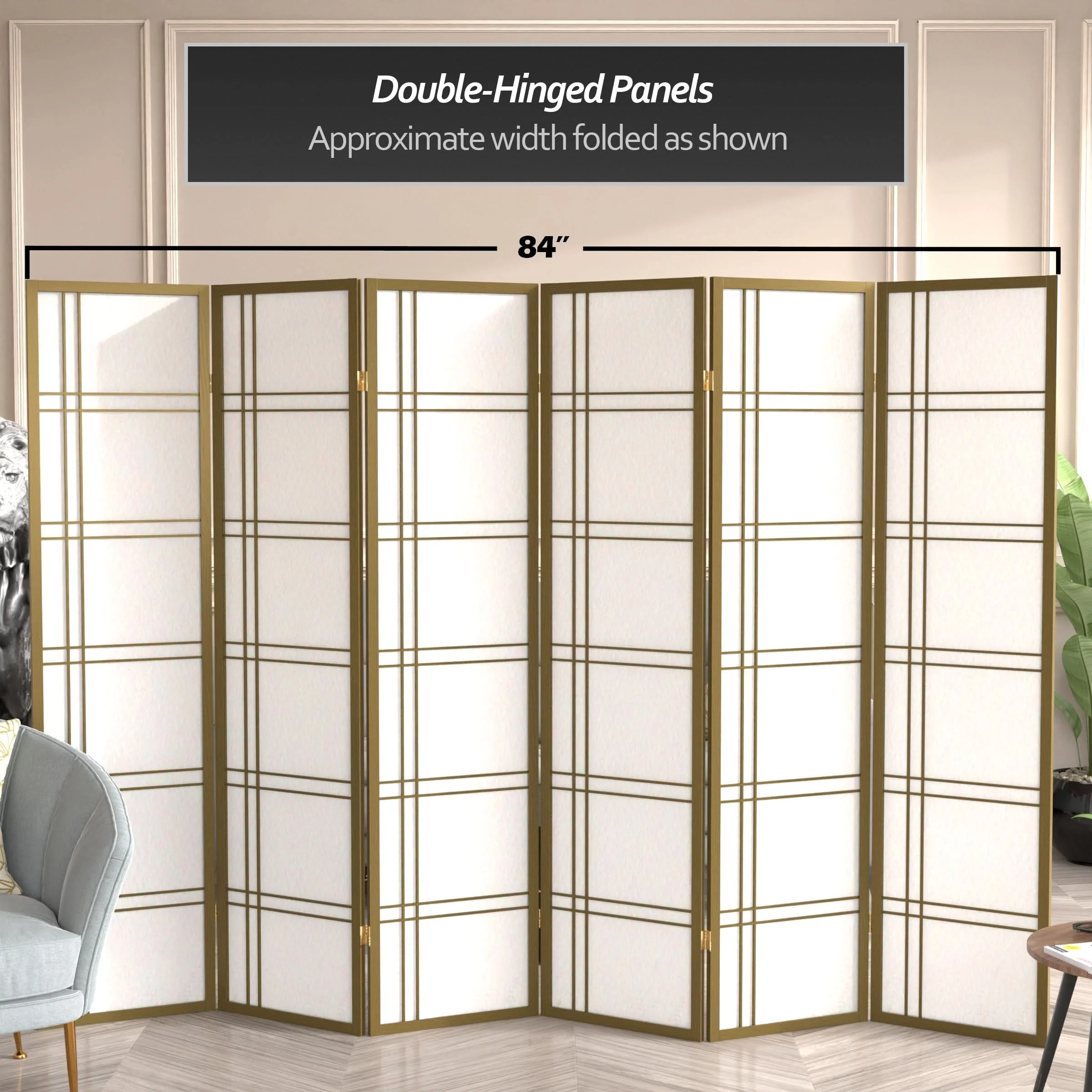 6 ft. Tall Double Cross Shoji Screen - Image 77