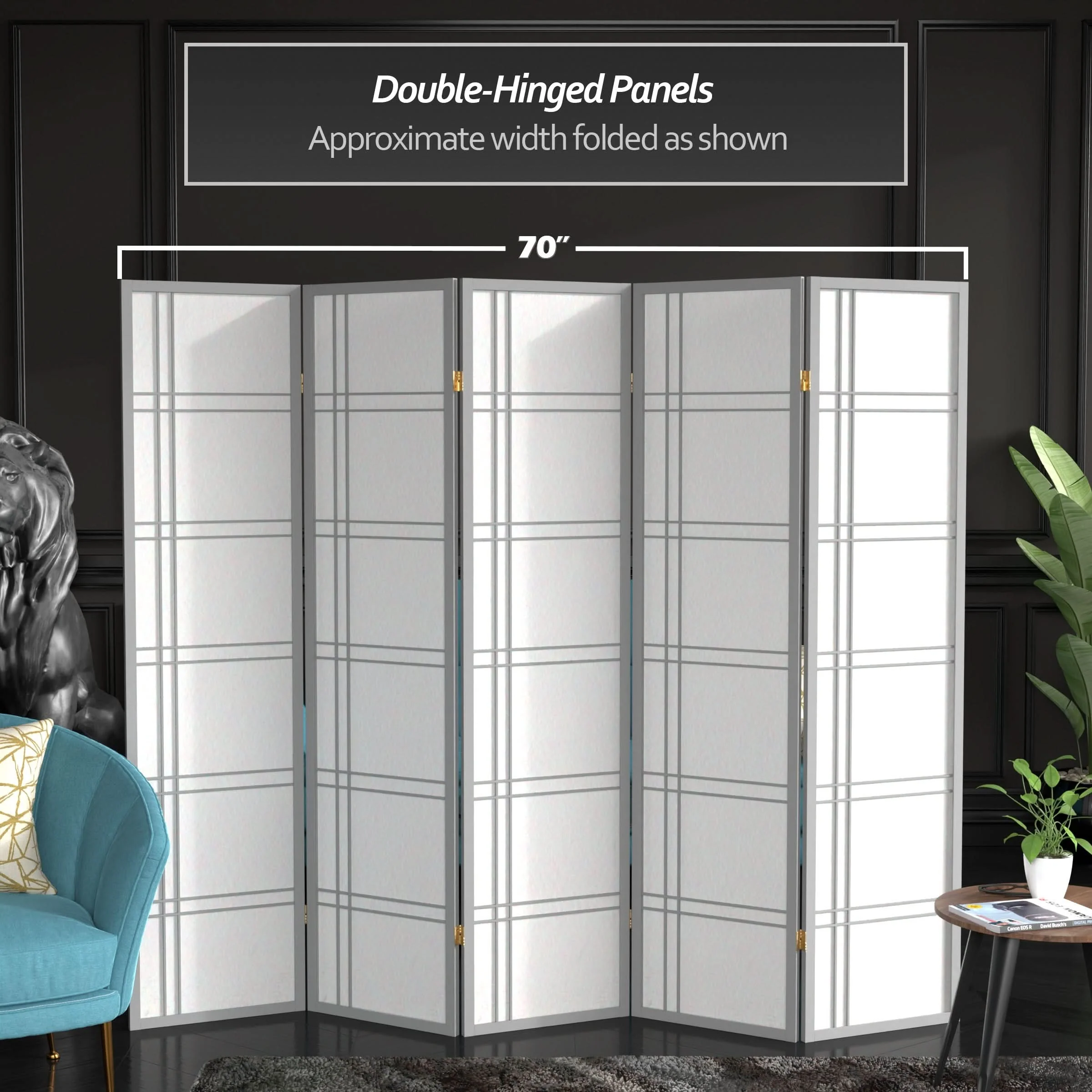 6 ft. Tall Double Cross Shoji Screen - Image 80