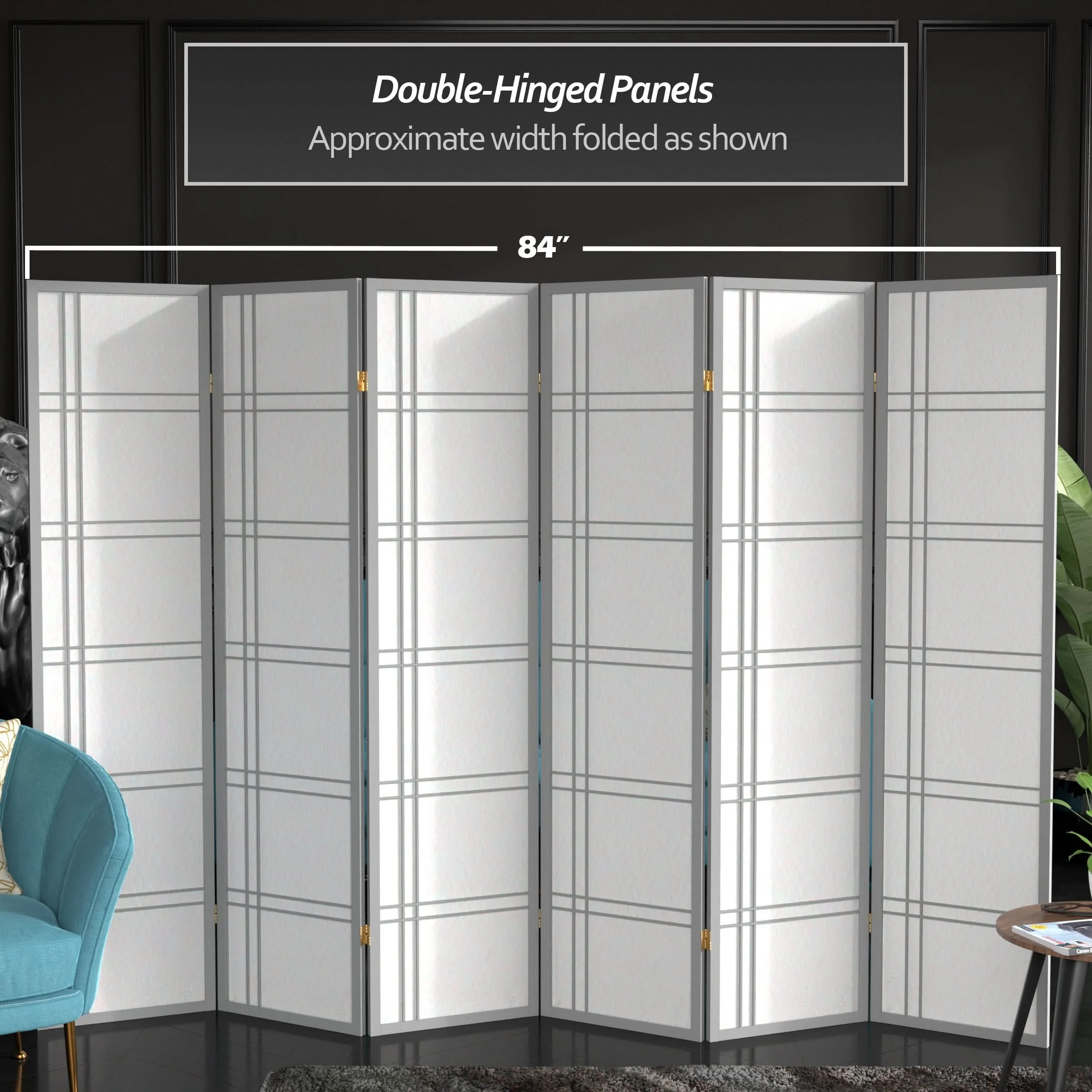 6 ft. Tall Double Cross Shoji Screen - Image 81