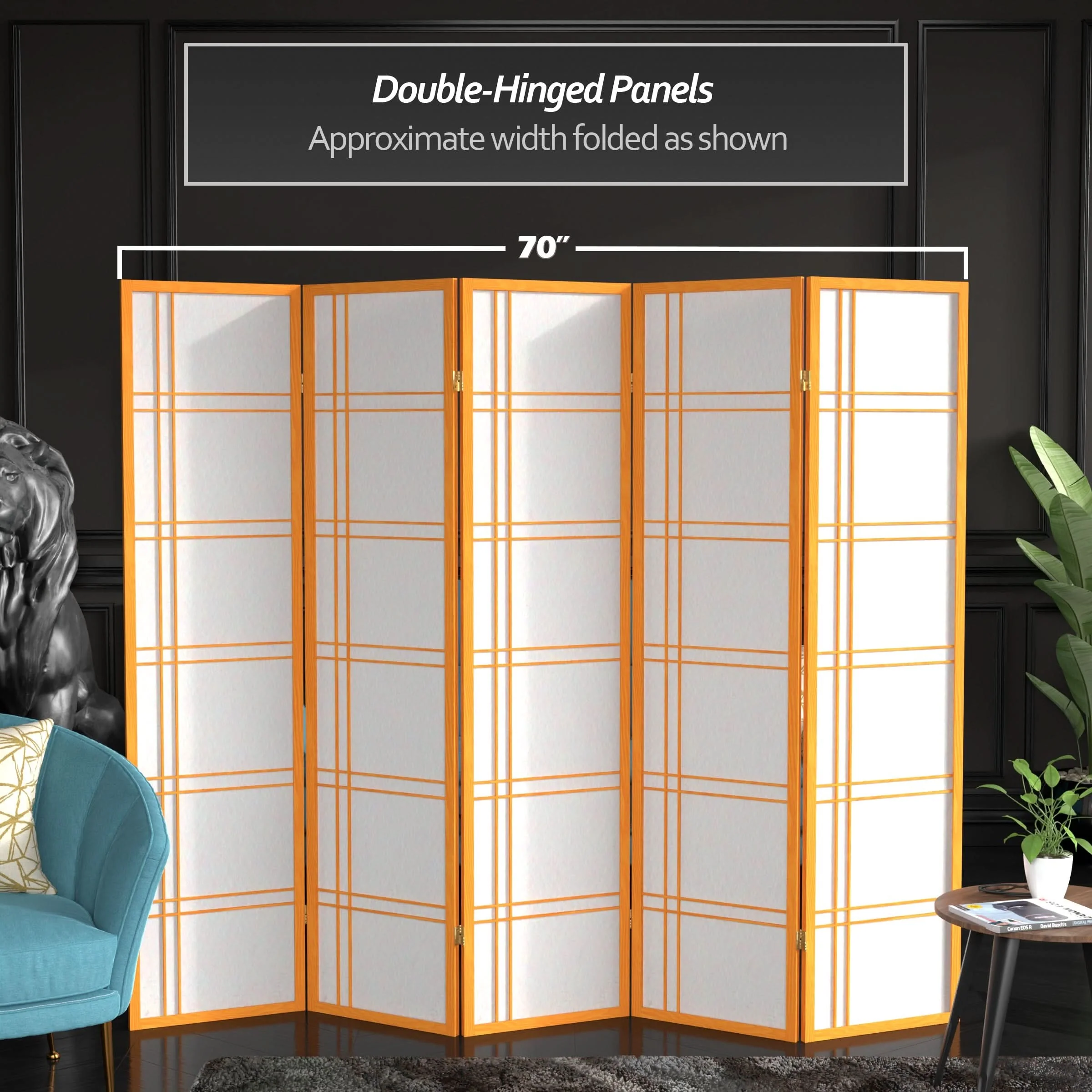 6 ft. Tall Double Cross Shoji Screen - Image 84