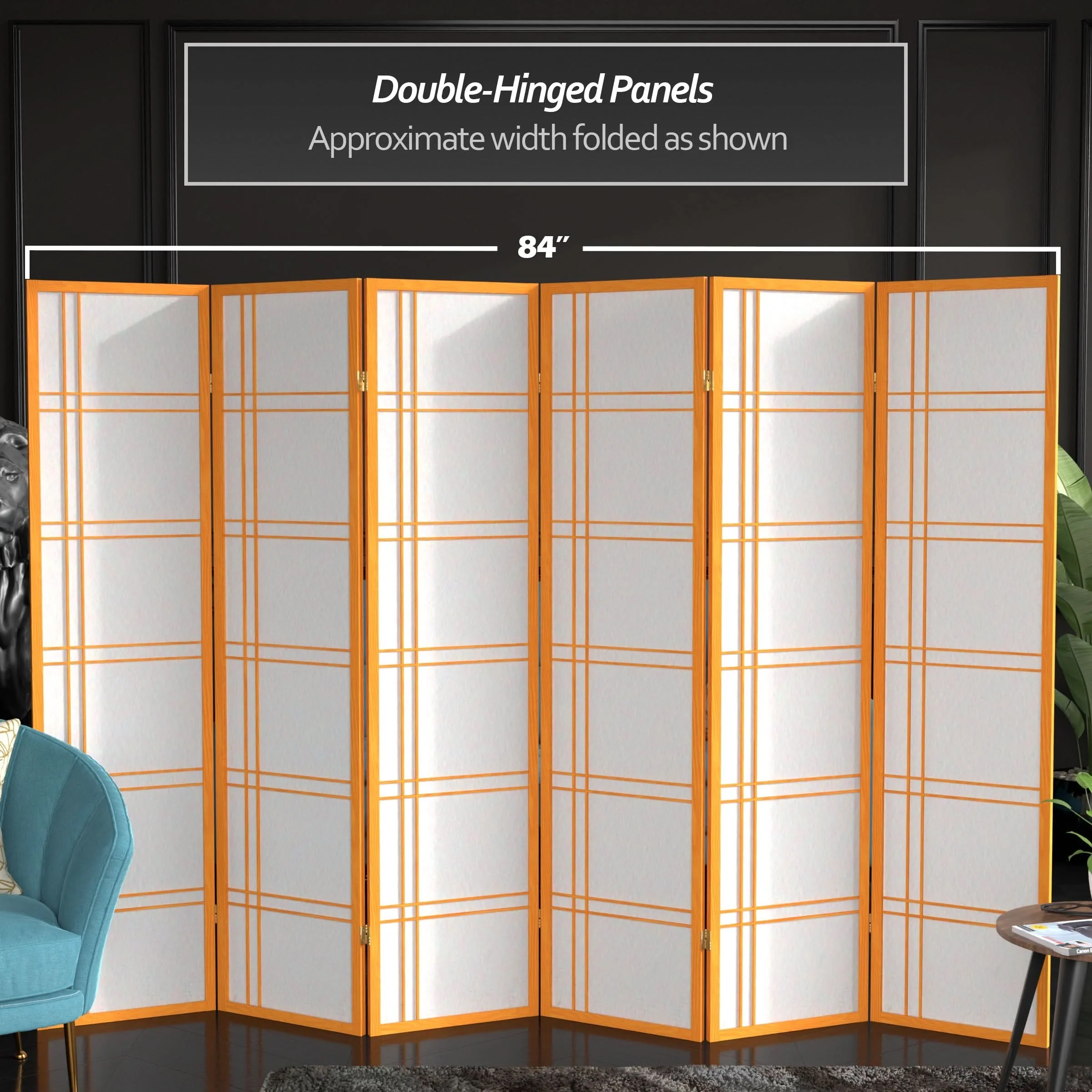 6 ft. Tall Double Cross Shoji Screen - Image 85