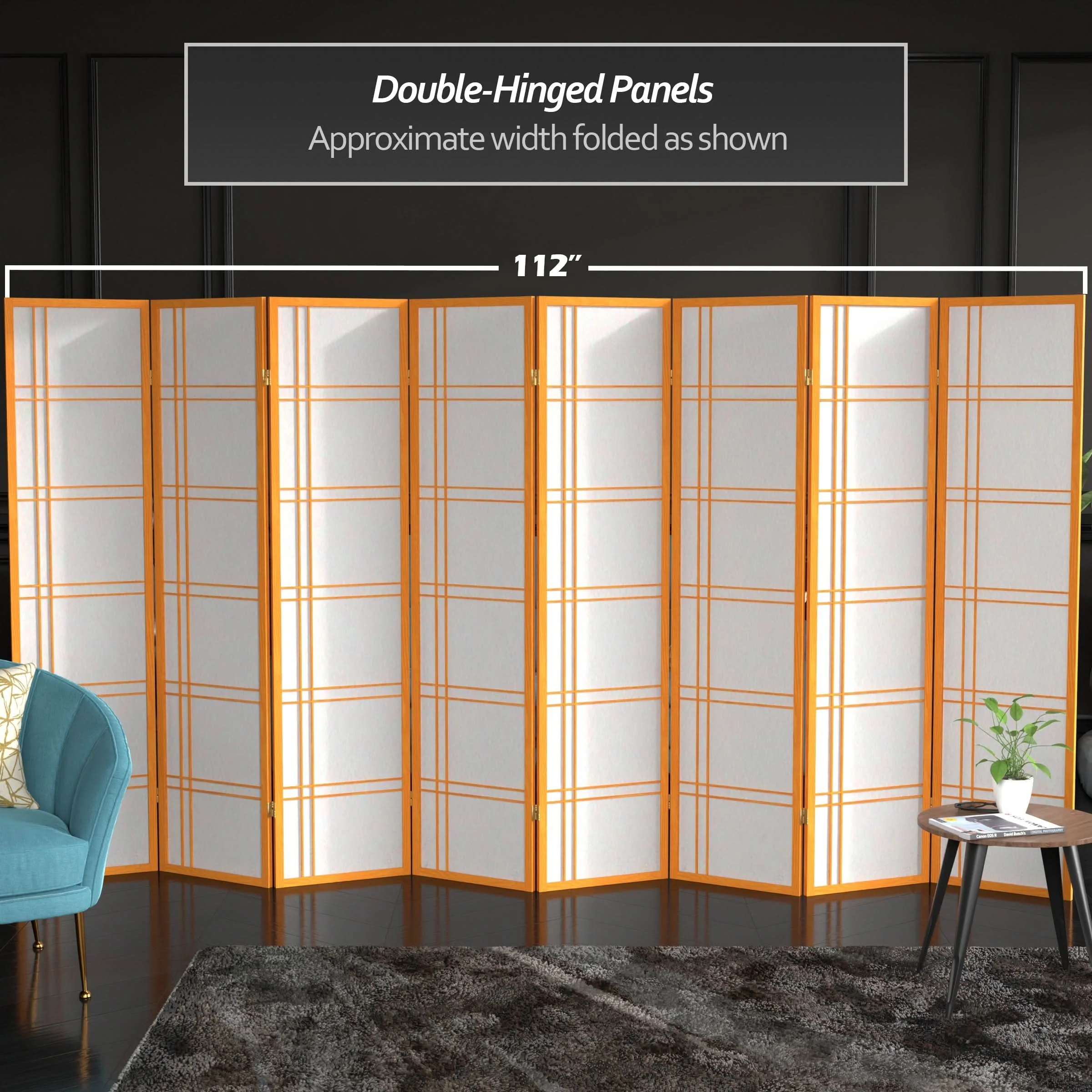6 ft. Tall Double Cross Shoji Screen - Image 86
