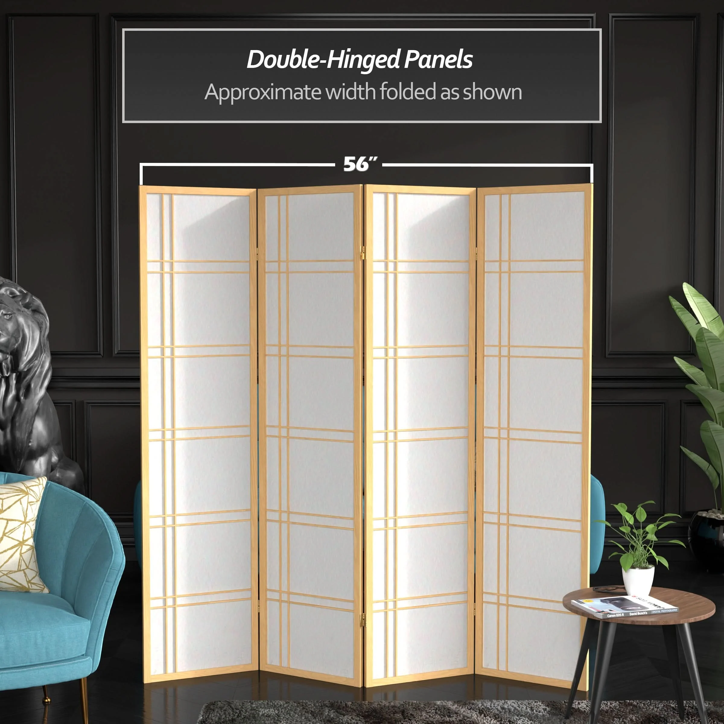 6 ft. Tall Double Cross Shoji Screen - Image 88