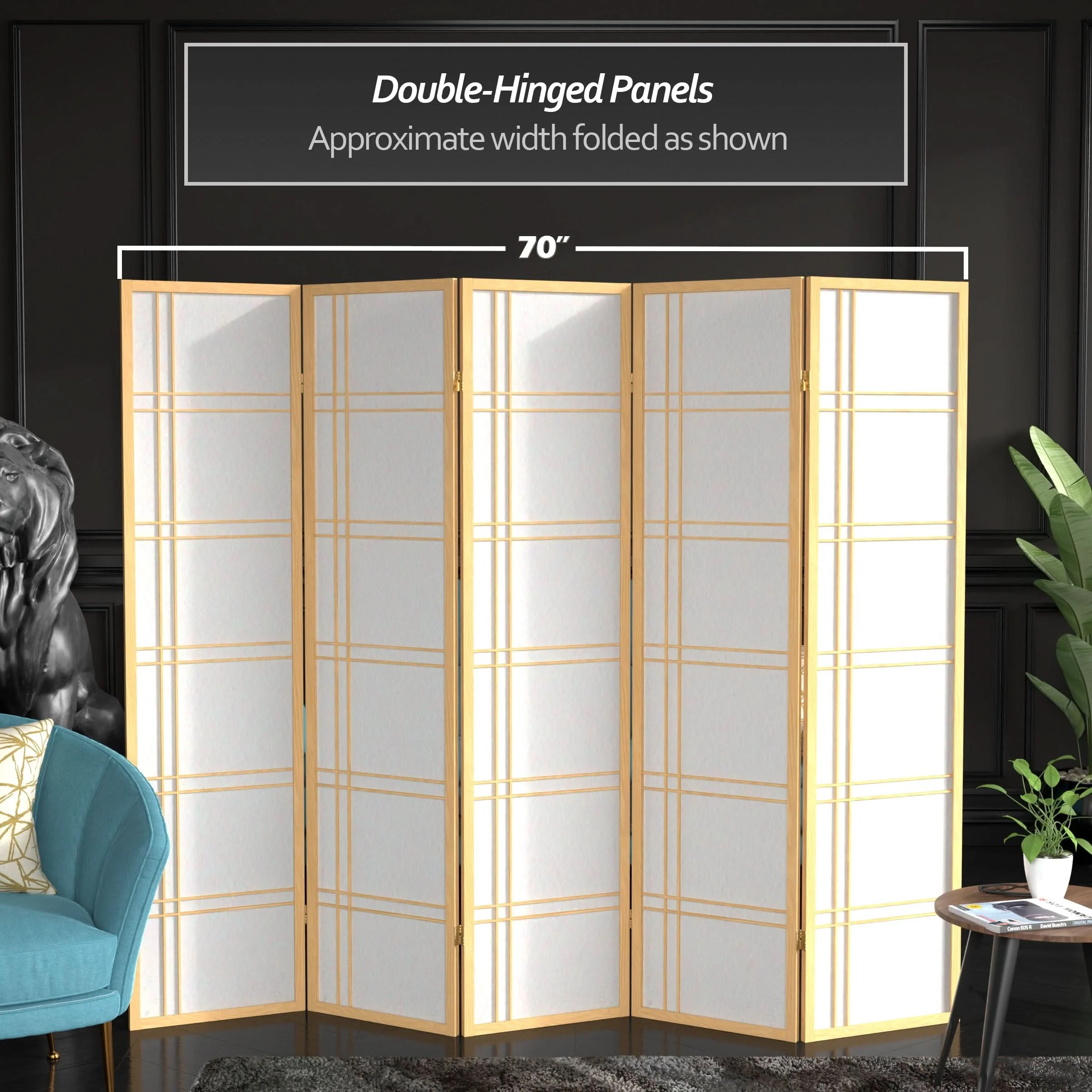 6 ft. Tall Double Cross Shoji Screen - Image 89