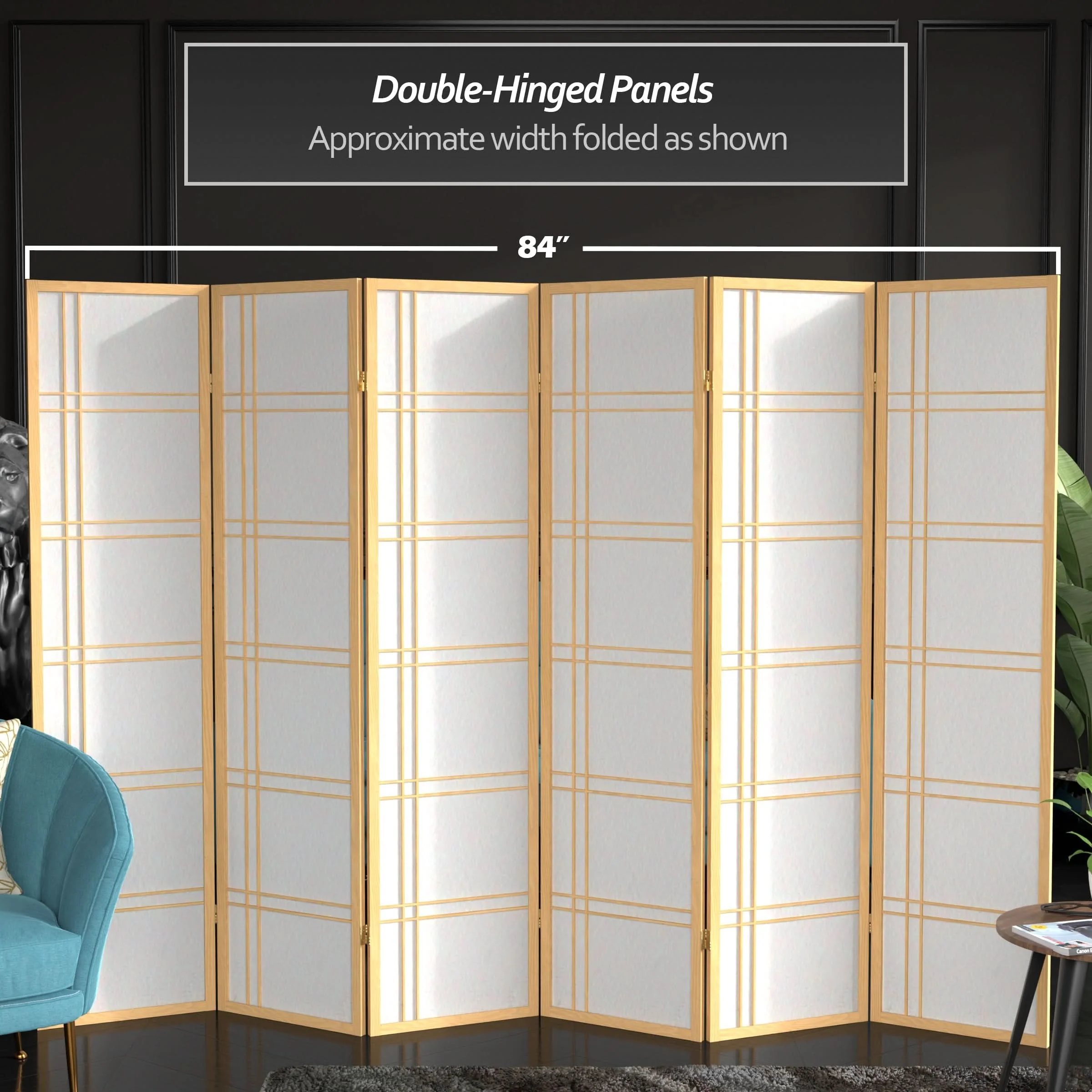6 ft. Tall Double Cross Shoji Screen - Image 90