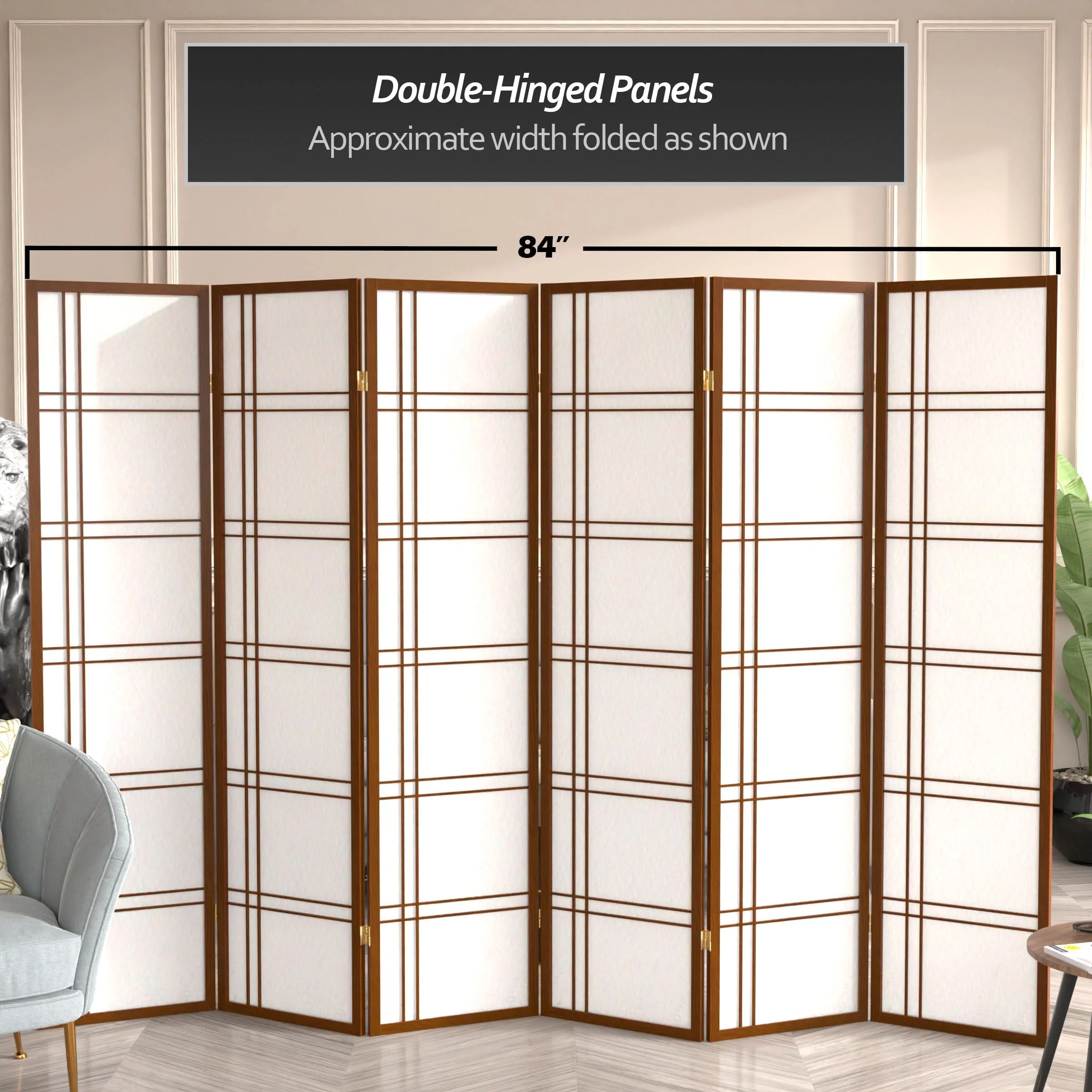 6 ft. Tall Double Cross Shoji Screen - Image 95