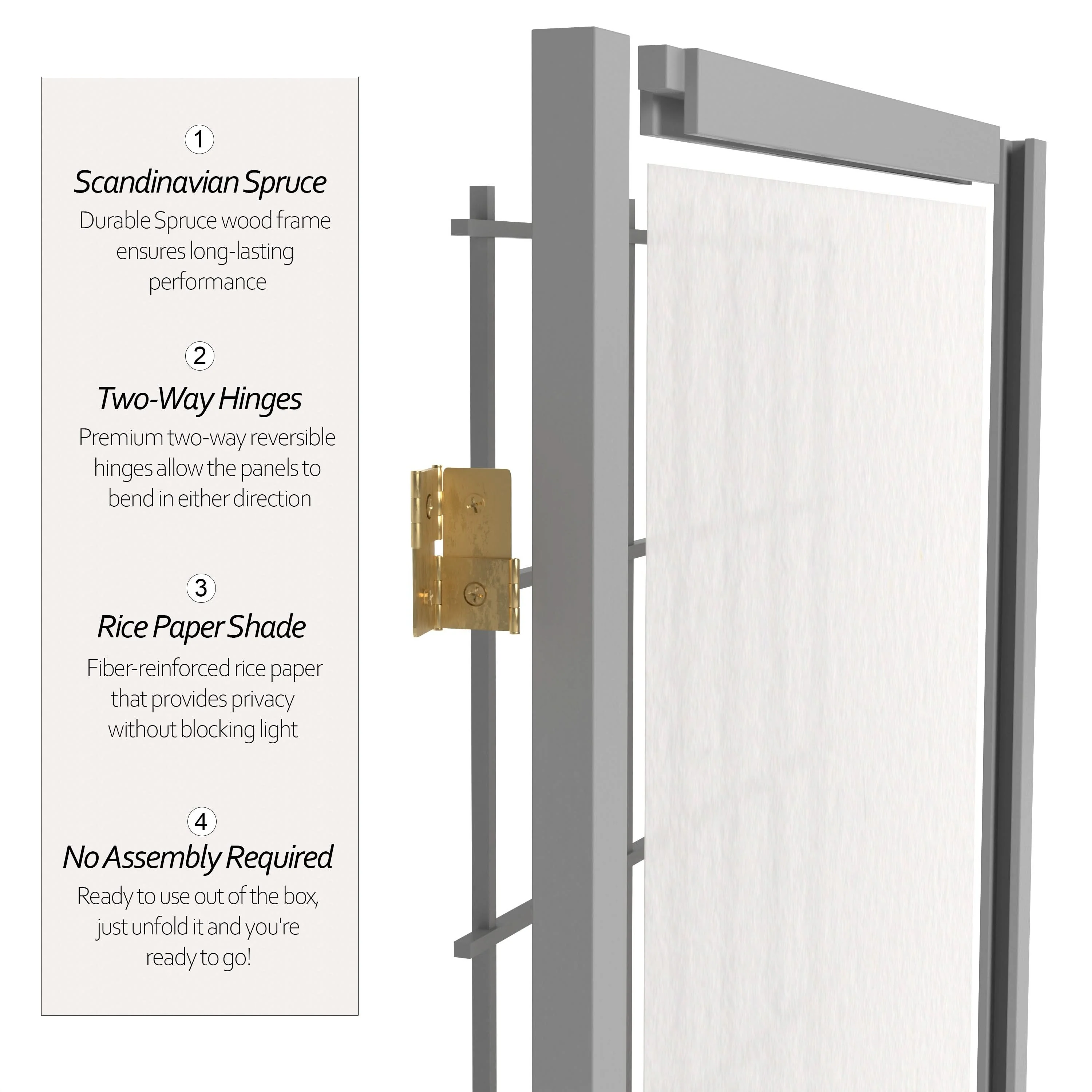 6 ft. Tall Window Pane Shoji Screen - Image 20