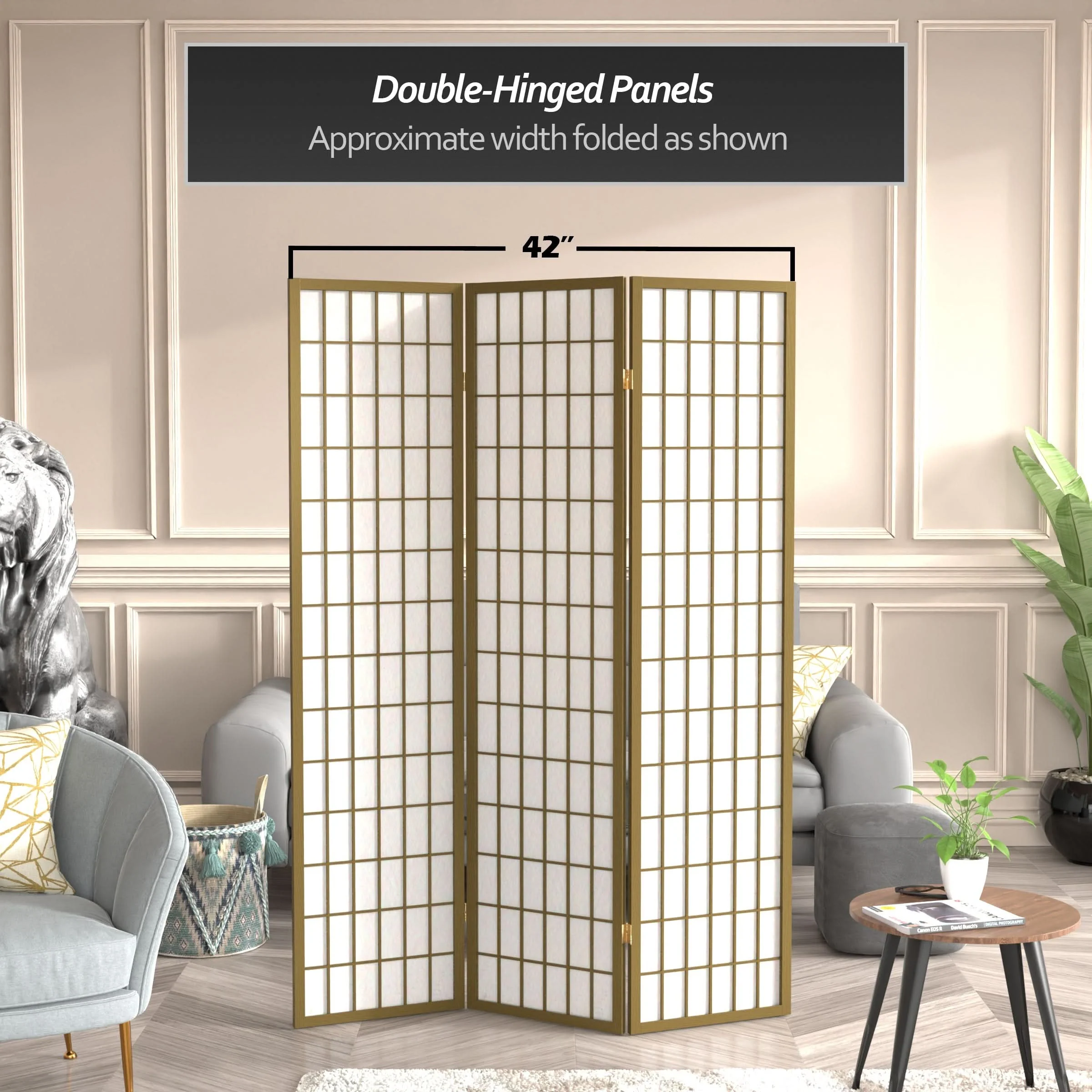 6 ft. Tall Window Pane Shoji Screen - Image 21