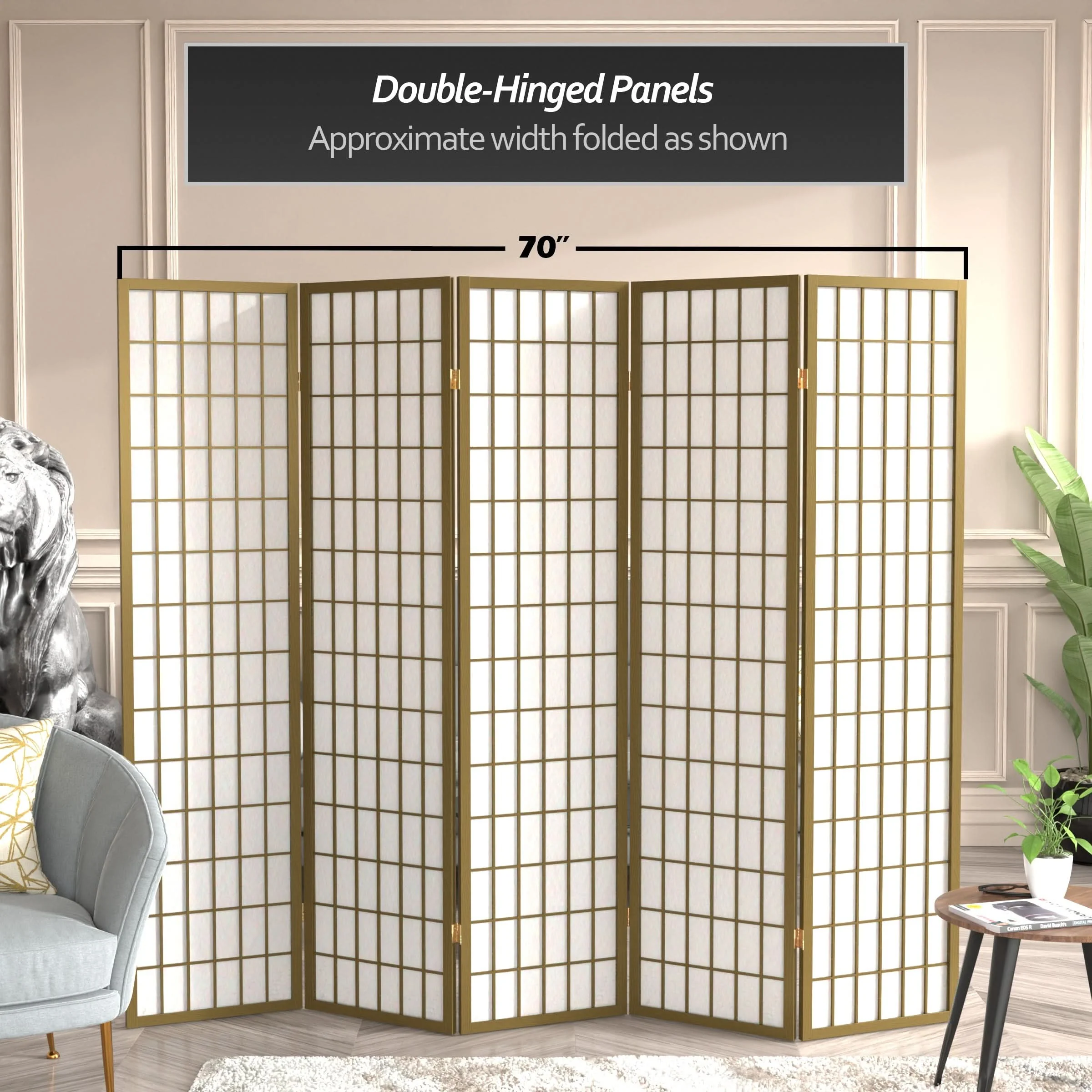 6 ft. Tall Window Pane Shoji Screen - Image 25