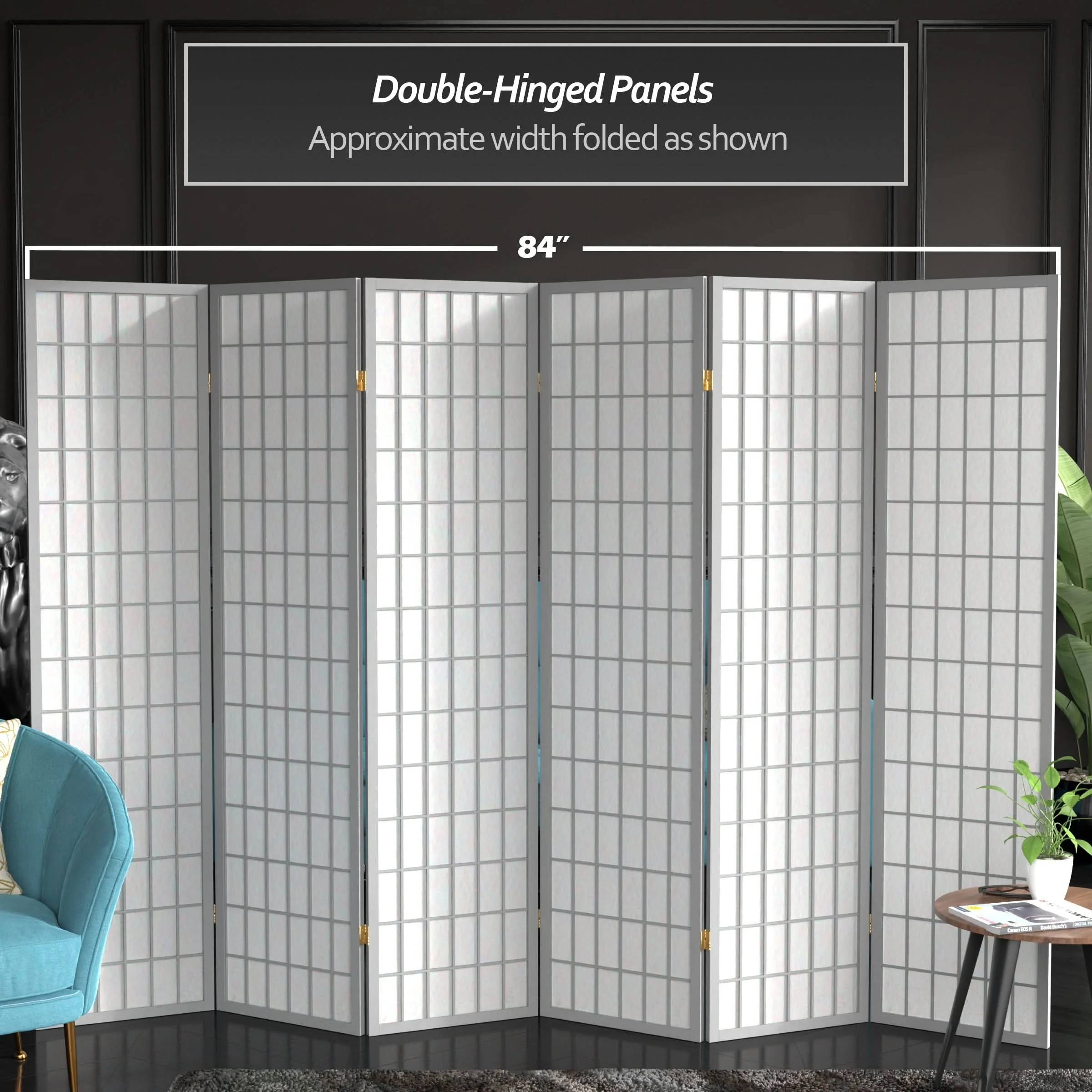 6 ft. Tall Window Pane Shoji Screen - Image 28