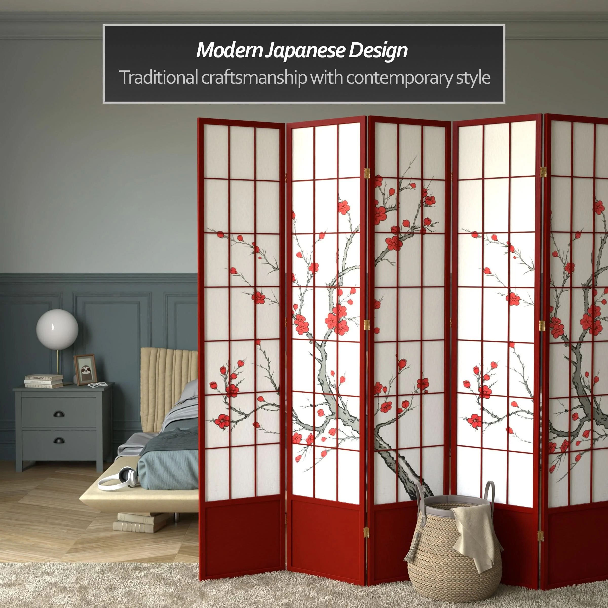 7 ft. Tall Cherry Blossom Shoji Screen - Image 24