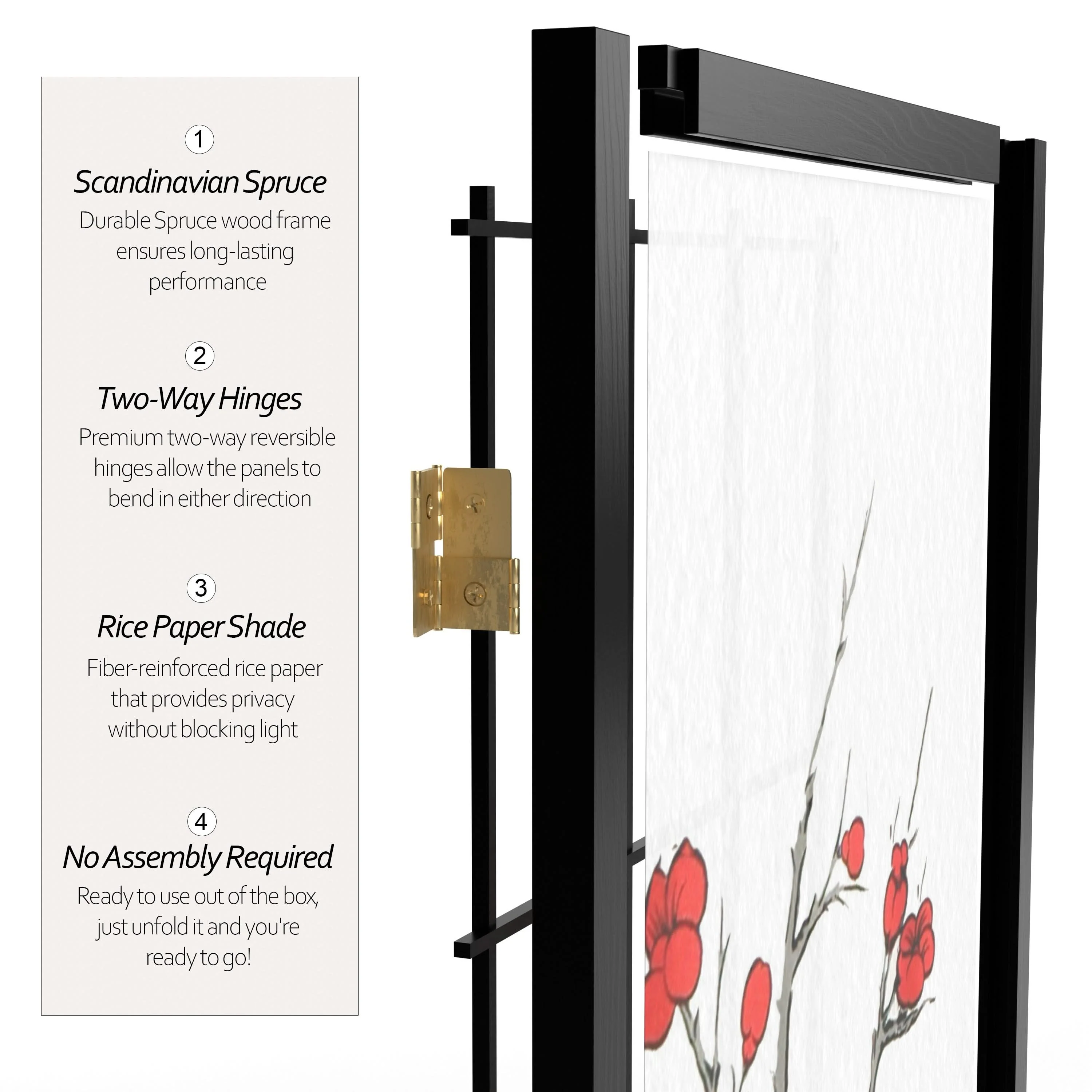 7 ft. Tall Cherry Blossom Shoji Screen - Image 38