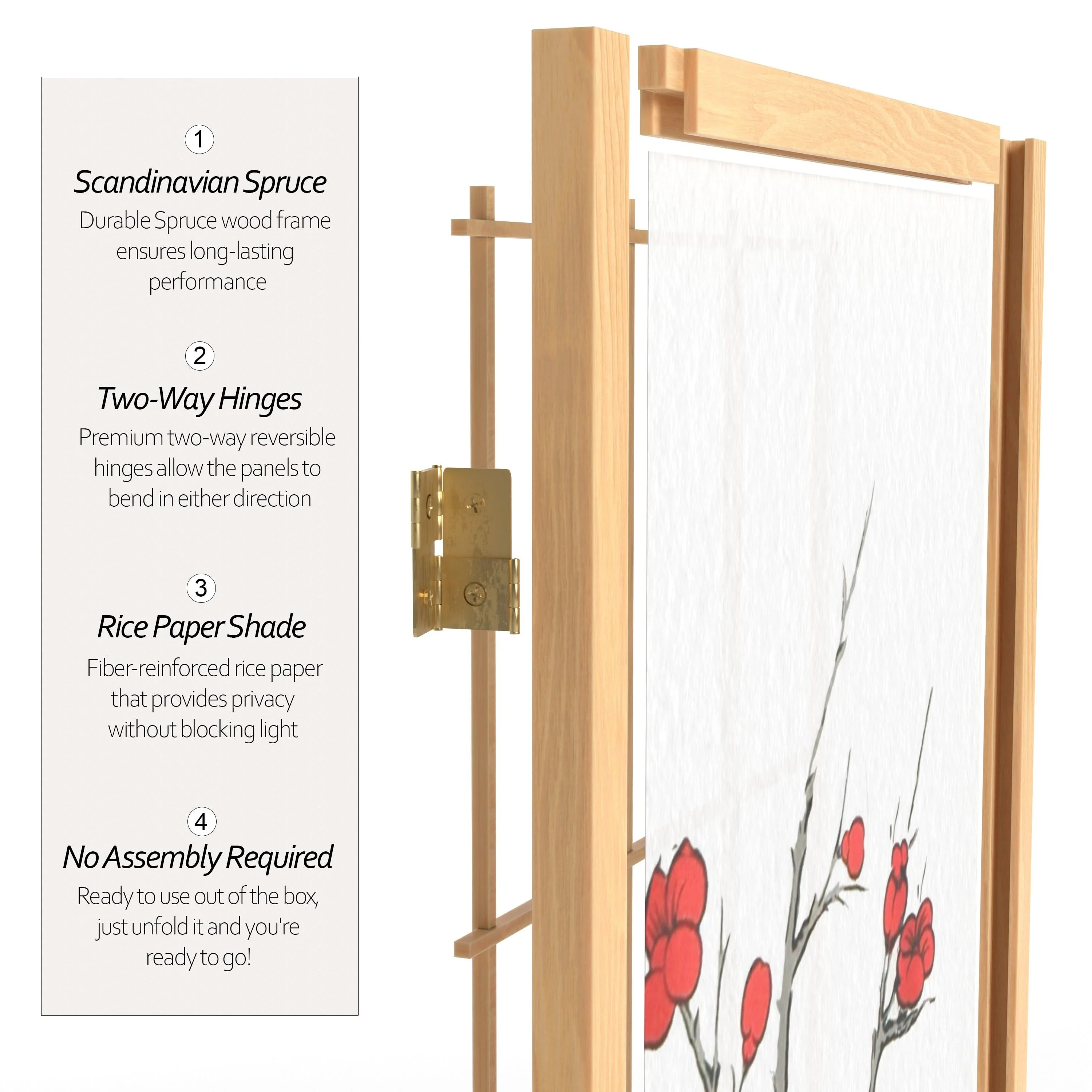 7 ft. Tall Cherry Blossom Shoji Screen - Image 42