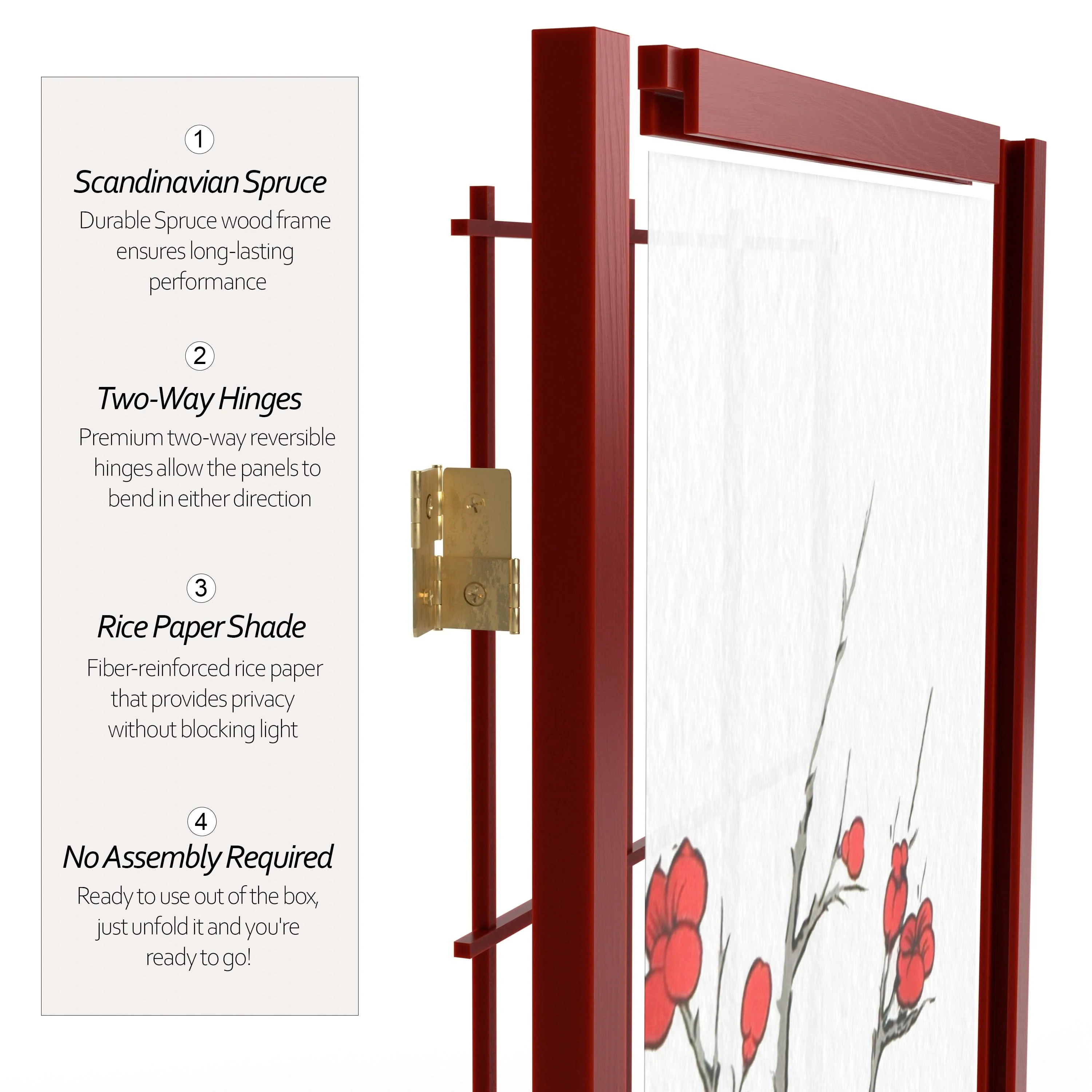 7 ft. Tall Cherry Blossom Shoji Screen - Image 46