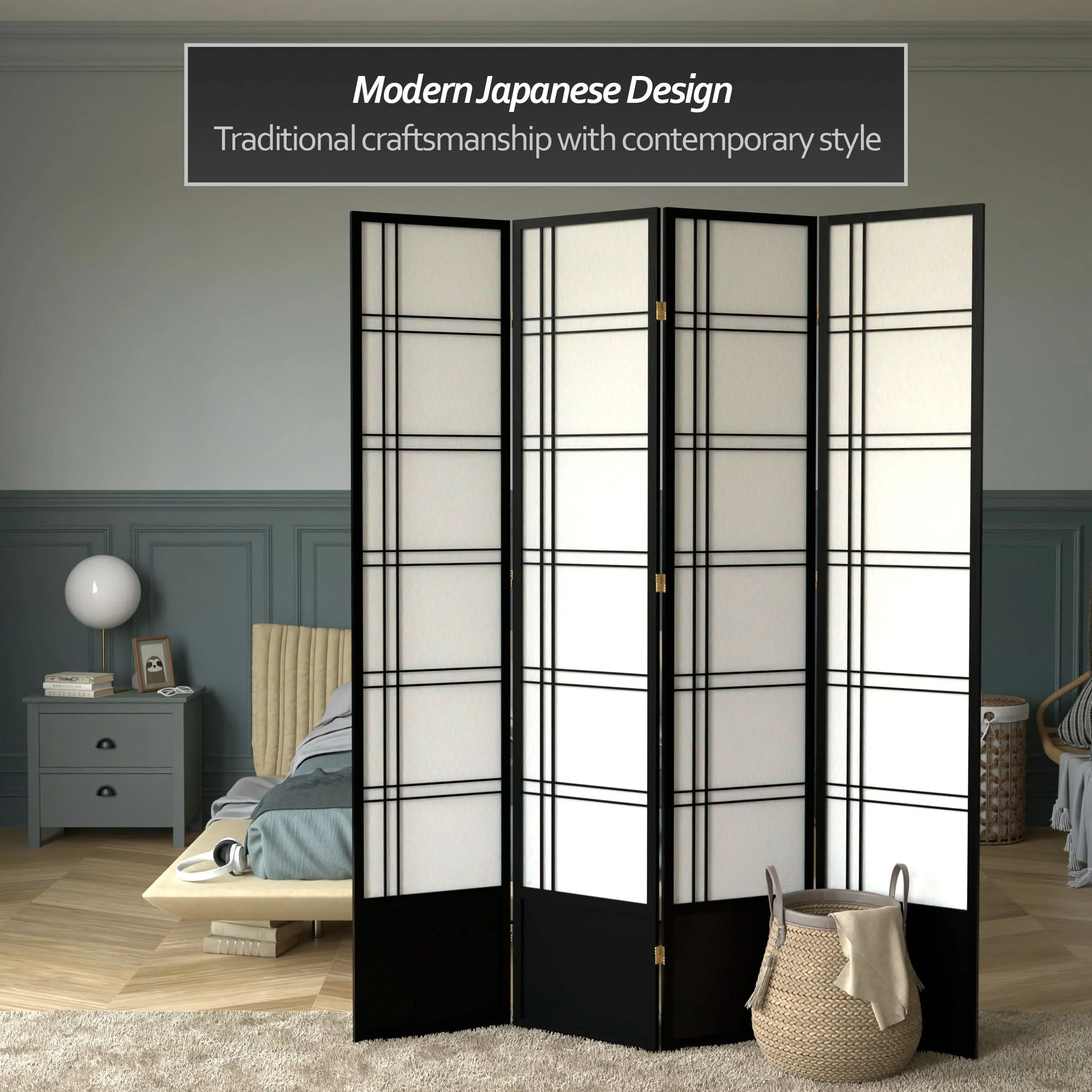 7 ft. Tall Double Cross Shoji Screen - Image 22
