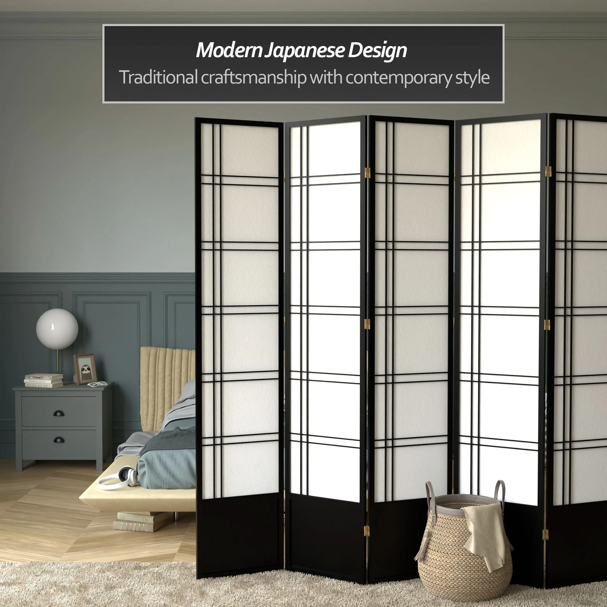 7 ft. Tall Double Cross Shoji Screen - Image 23