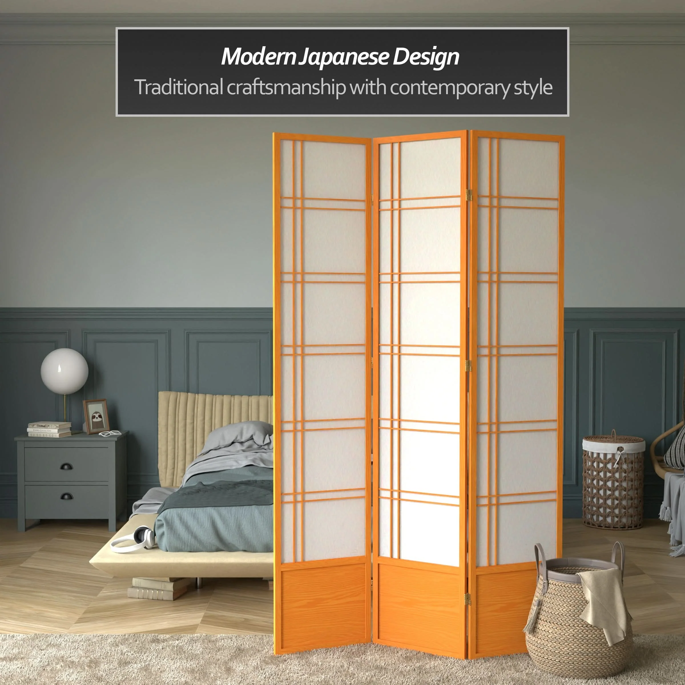 7 ft. Tall Double Cross Shoji Screen - Image 24